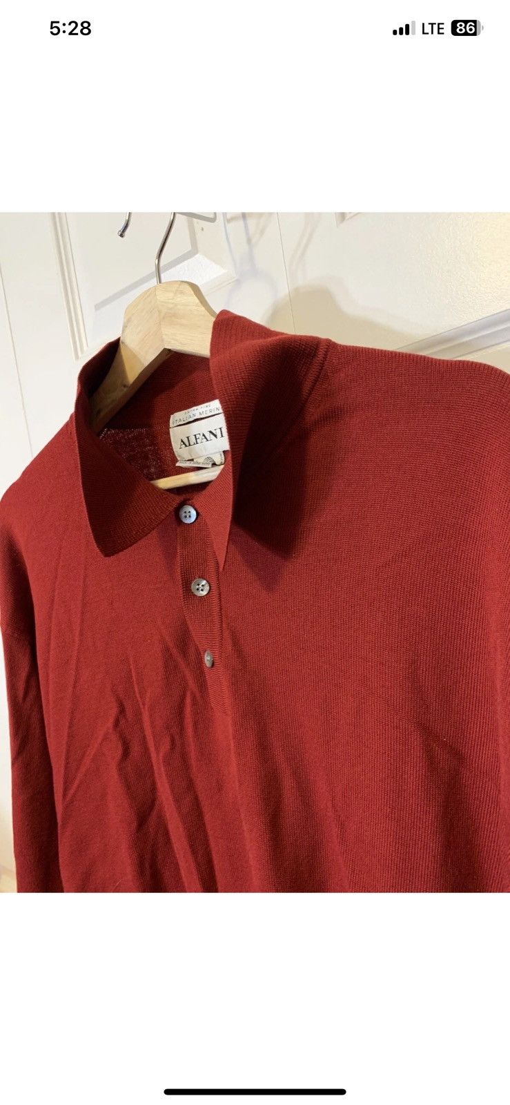 Alfani Alfani mens XL extra fine italian merino wool red sweater Size US XL / EU 56 / 4 - 6 Thumbnail