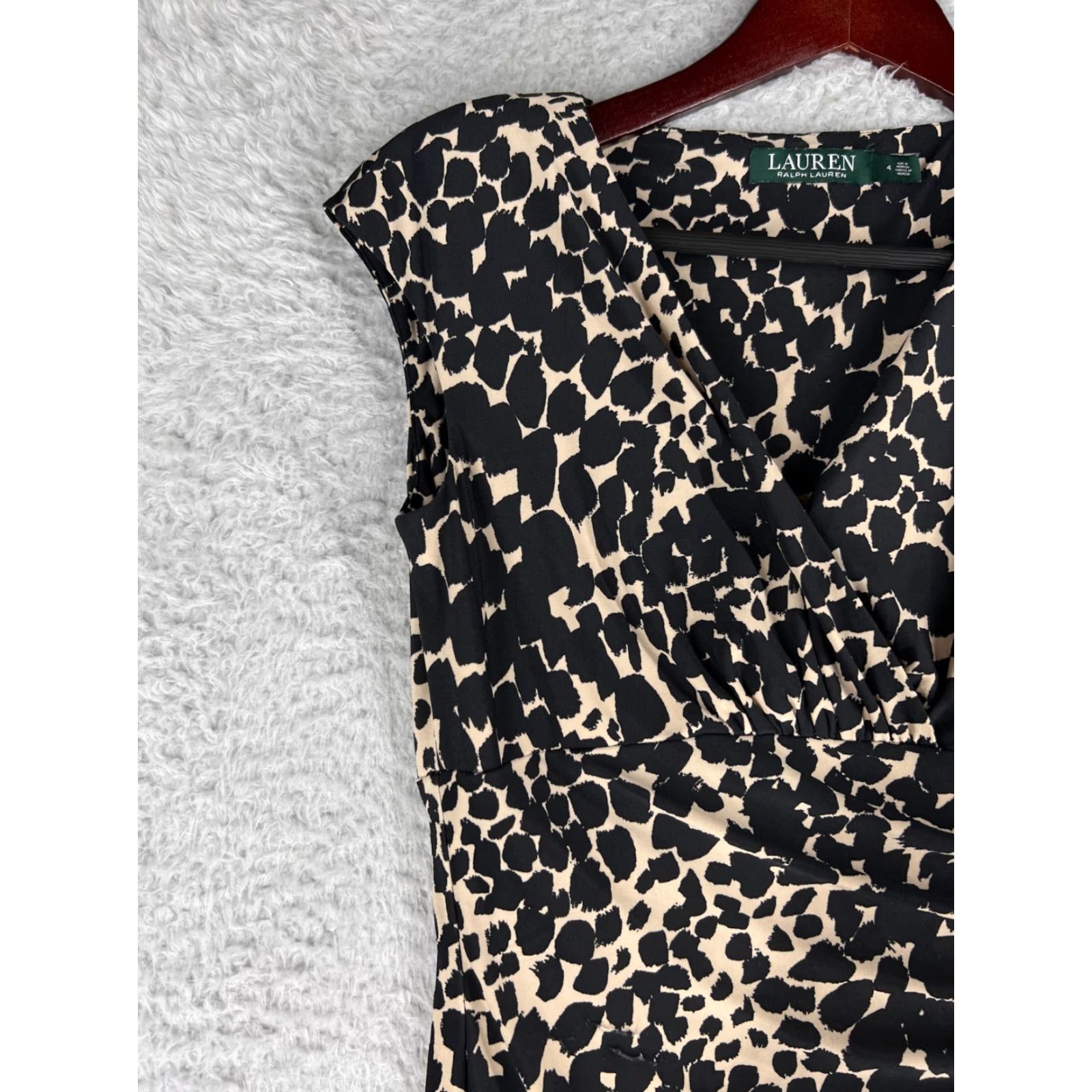Ralph Lauren Ralph Lauren Dress Womens 4 Black Beige Cheetah Print Stretch Party Outwear Size S / US 4 / IT 40 - 3 Thumbnail