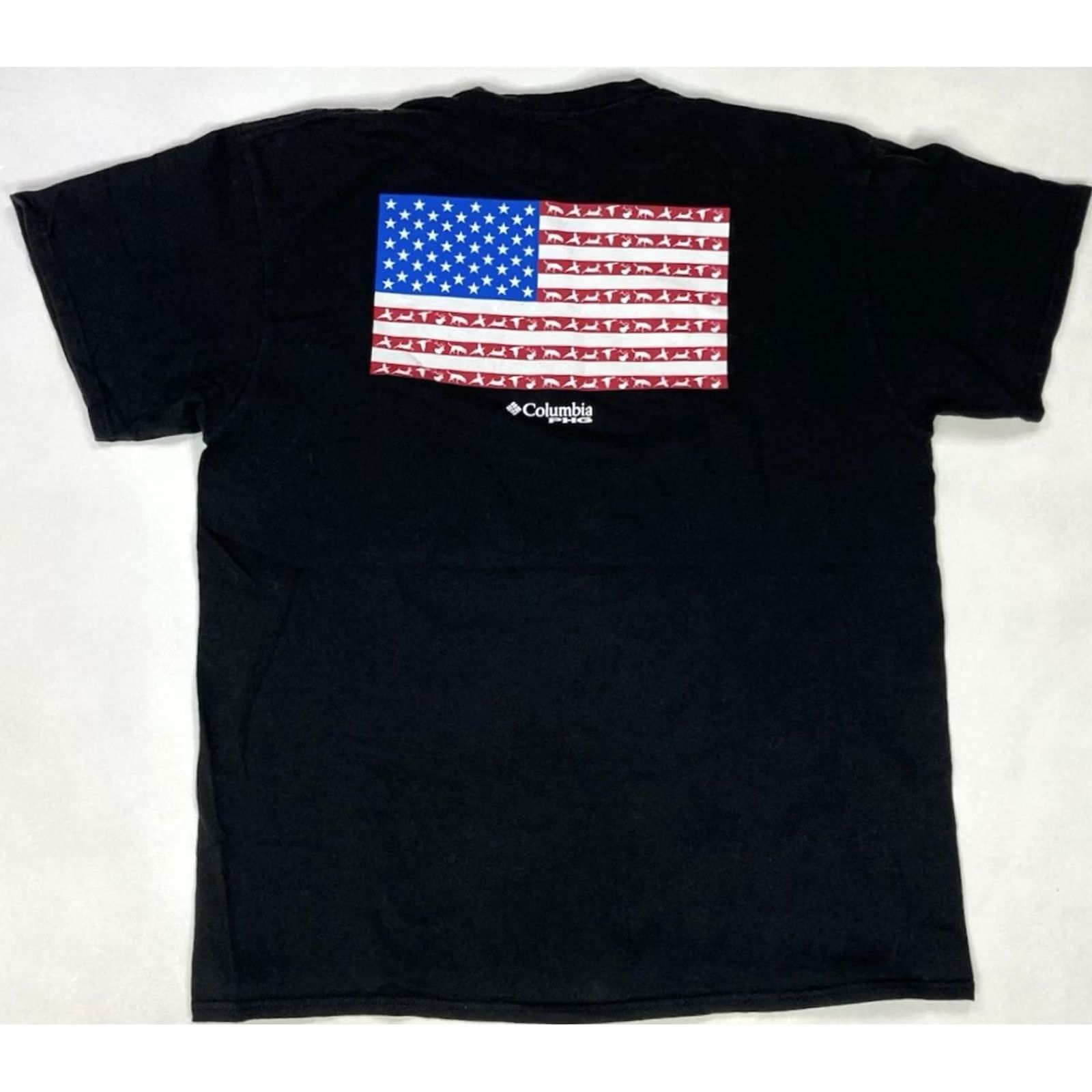 Vintage Columbia T-Shirt Men Large Black Graphic Print Flag Outdoor All Seasons 100% Cotton Double-Sided Logo Crew Neck Short Sleeve Size US L / EU 52-54 / 3 - 2 Thumbnail