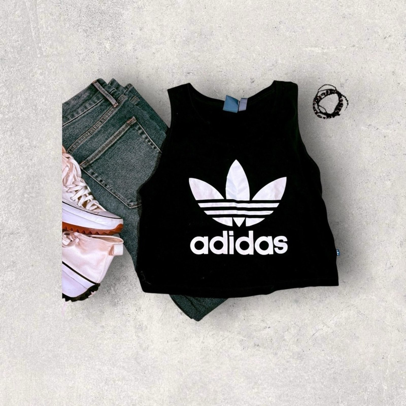 Adidas Adidas Black Sleeveless Top with White Logo Size S / US 4 / IT 40 - 2 Thumbnail