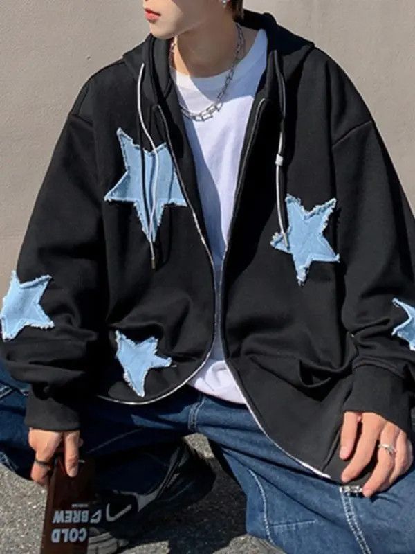Designer Hitomi x Fumie #15 Men's Star Patch Zip Up Hoodie Sweetshirt Size US L / EU 52-54 / 3 - 7 Thumbnail
