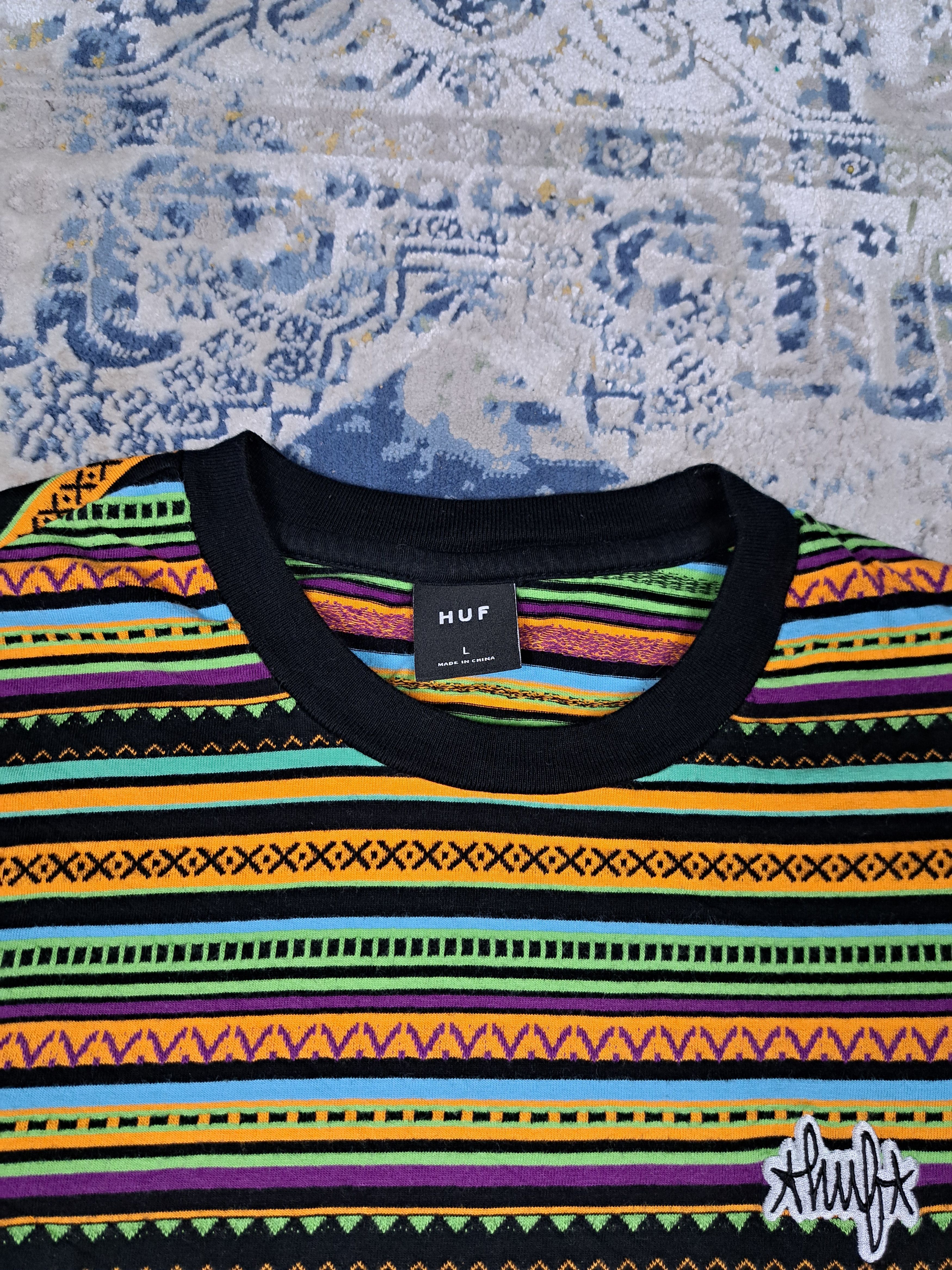 Huf HUF Multicolor Striped Tee COOGI Style Hippie Skate y2k Size US L / EU 52-54 / 3 - 3 Thumbnail