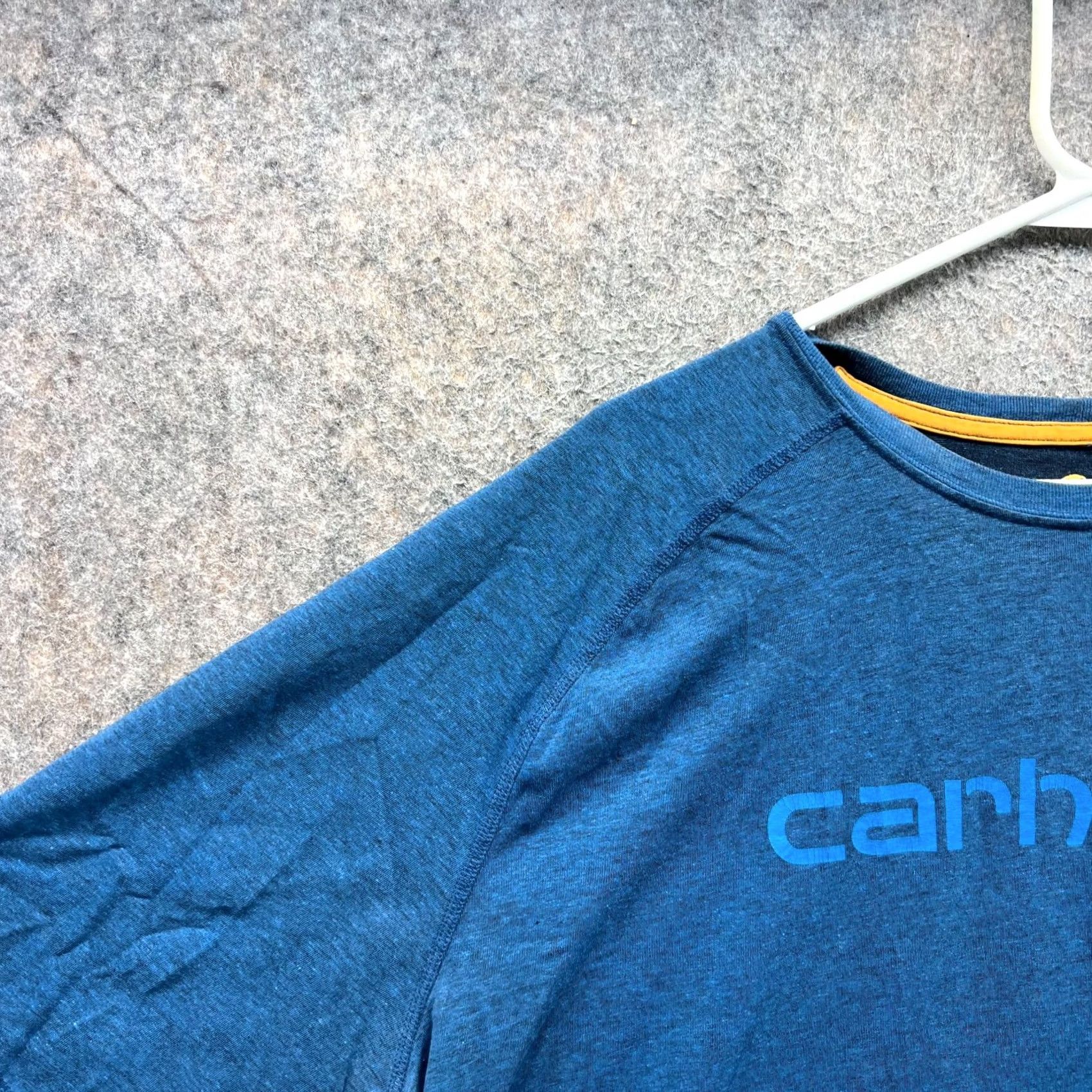 Carhartt Carhartt Shirt Mens 2XL Tall Blue Relaxed Crewneck Tee Spell Out Cotton XXL Shirt Men Blue 2XL Logos Crew Neck Short Sleeve, All Seasons, Regular Fit Size US XXL / EU 58 / 5 - 6 Thumbnail
