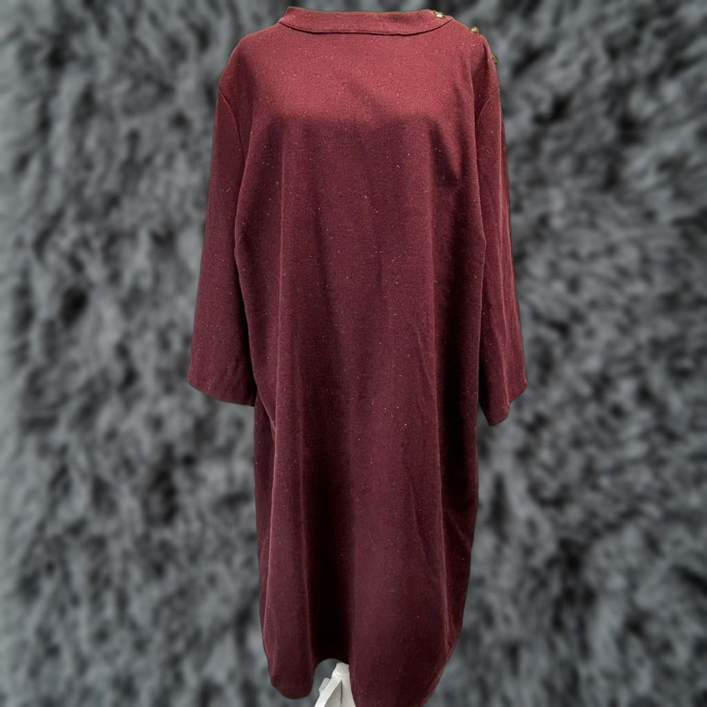 Talbots Talbots Dress Women 3X Plus Size Burgundy Shift Cotton Blend 3/4 Sleeve Knee Length Size XXL / US 16-18 / IT 52-54 - 1 Thumbnail