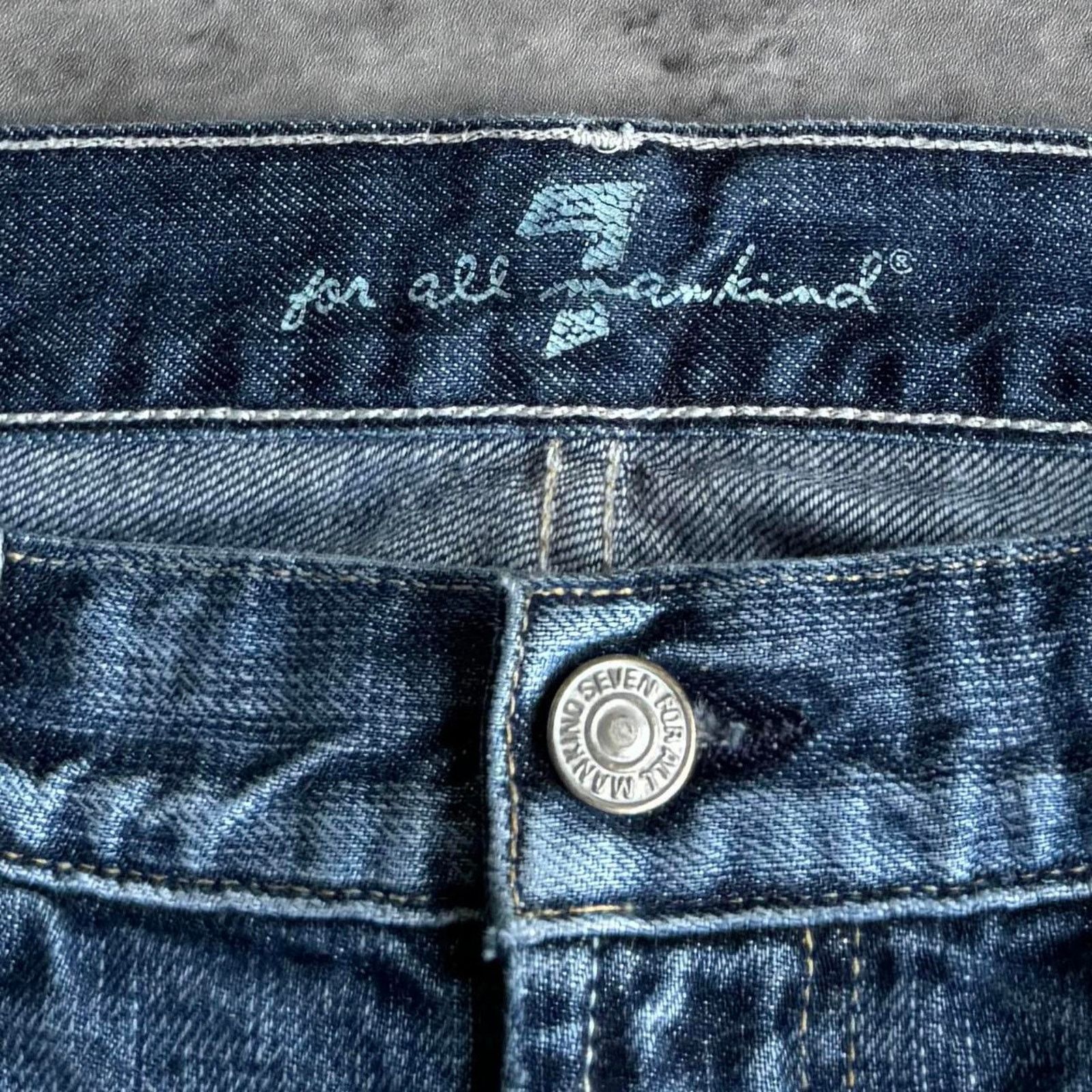 Japanese Brand × Seven 7 × StraightFaded Vintage Y2K Seven7 Embroidered Skater Streetwear Denim Jeans Size 33" - 4 Thumbnail