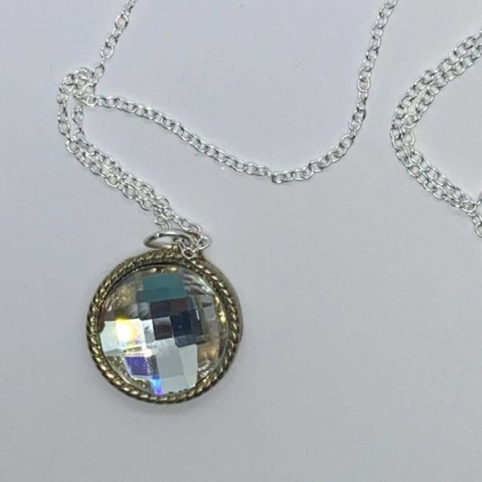 Handmade Silver-Tone Clear Textured Rhinestone Necklace Size ONE SIZE - 7 Thumbnail
