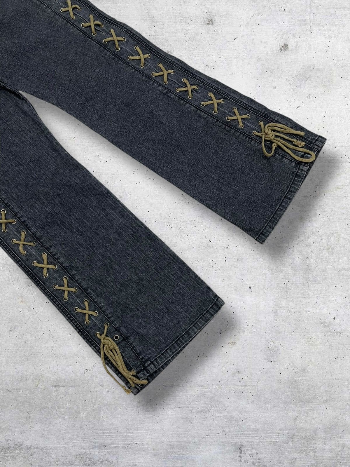Tornado Mart SMILE LAND 1990S JAPAN DESIGNER LACE UP FLARED OG DENIM Size US 32 / EU 48 - 2 Thumbnail