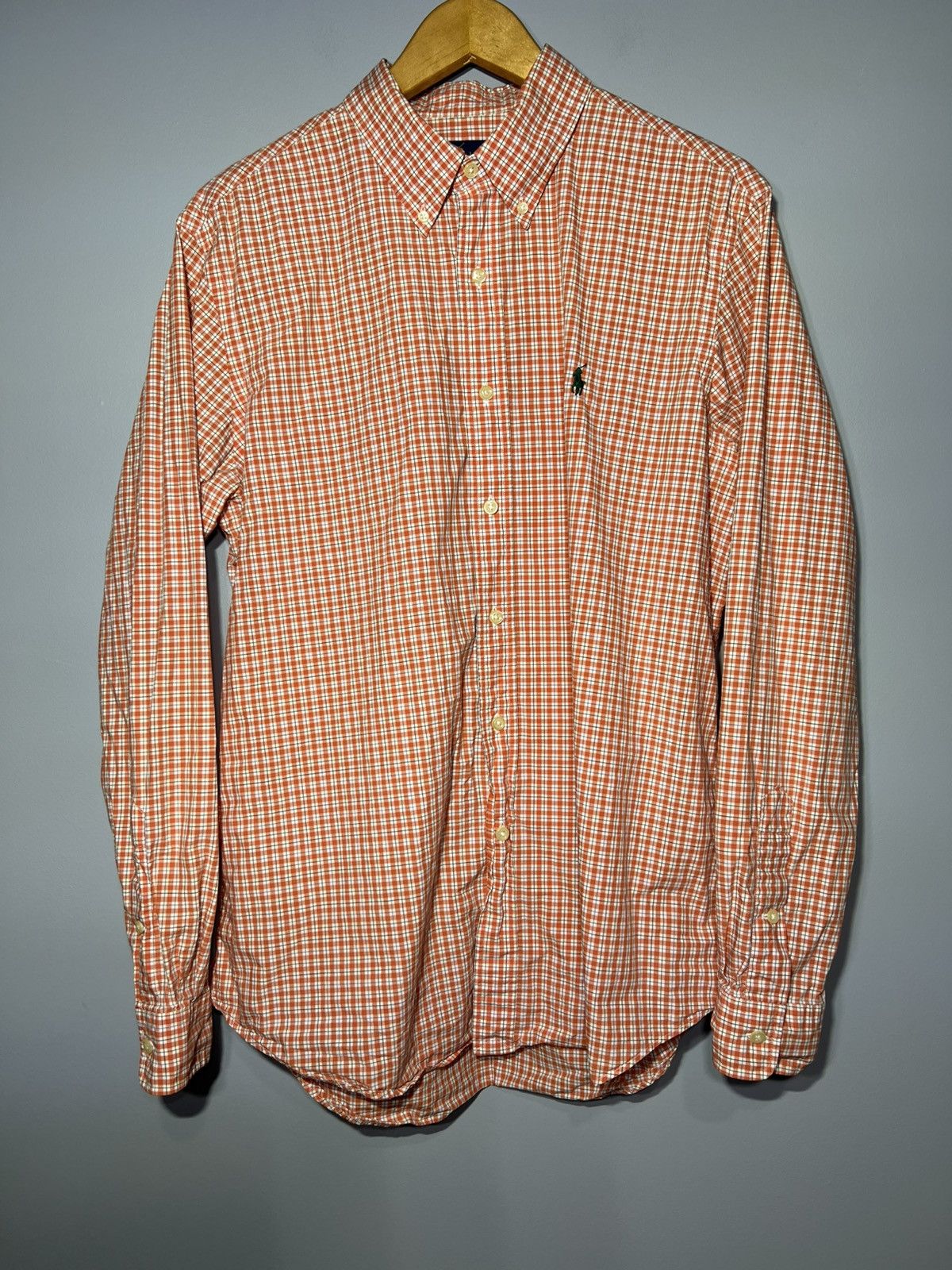 Polo Ralph Lauren Polo Ralph Lauren Shirt Men Sz Large Orange Gingham Check Size US L / EU 52-54 / 3 - 2 Thumbnail