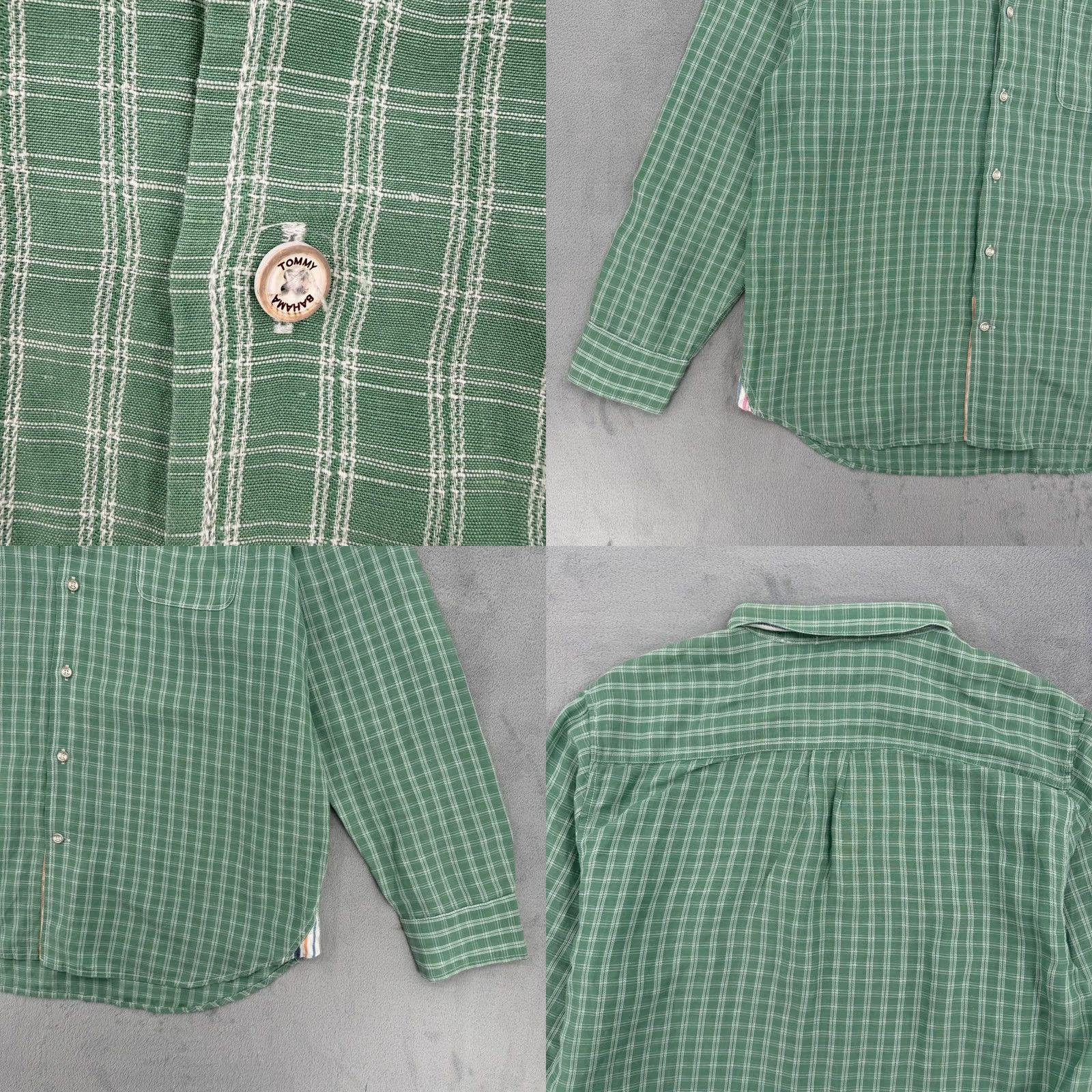 Tommy Bahama Tommy Bahama Mens Green Plaid Linen Tencel Blend Button-Down Shirt L Size US L / EU 52-54 / 3 - 9 Thumbnail
