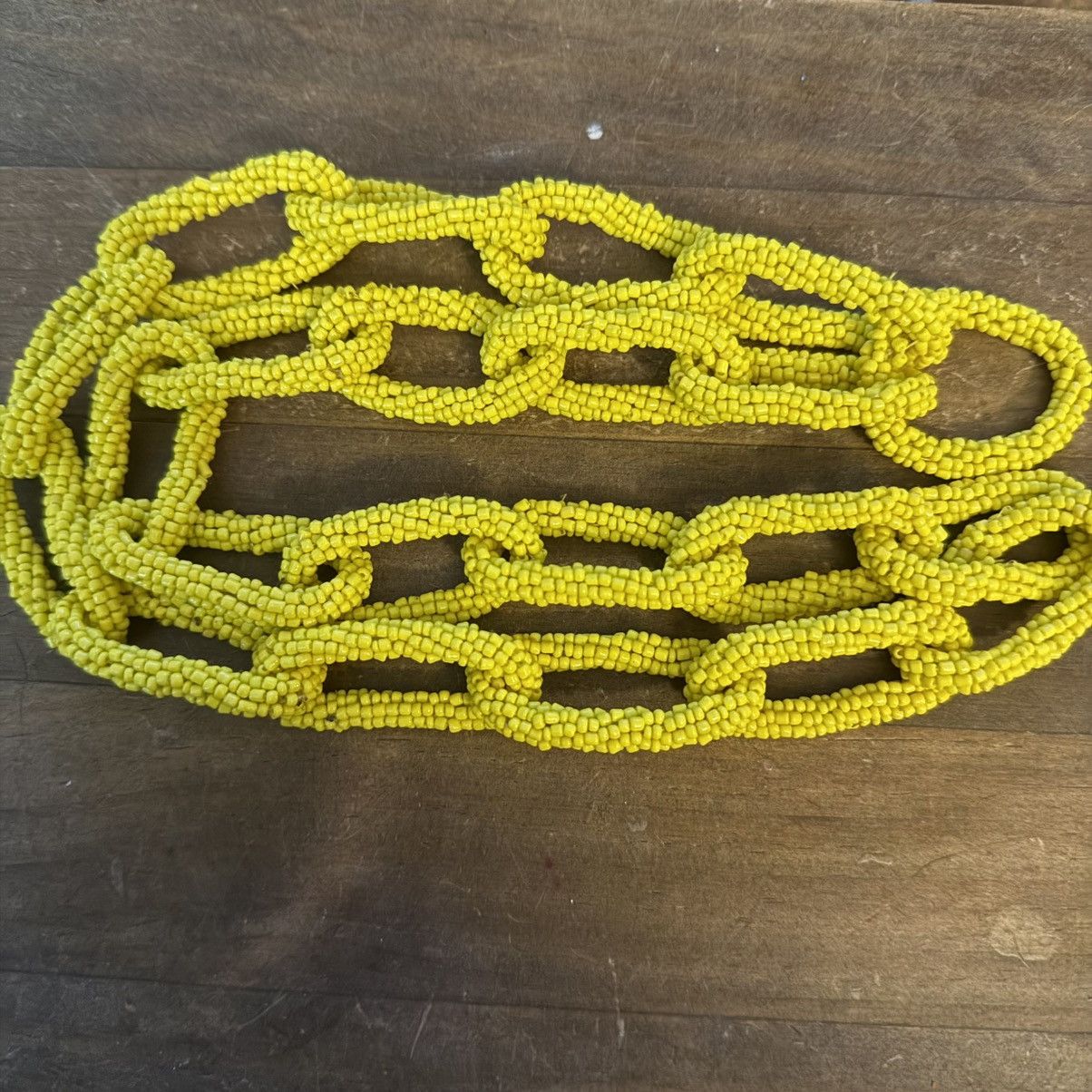 Vintage Vintage chunky yellow seed bead chain link necklace Size ONE SIZE - 2 Thumbnail