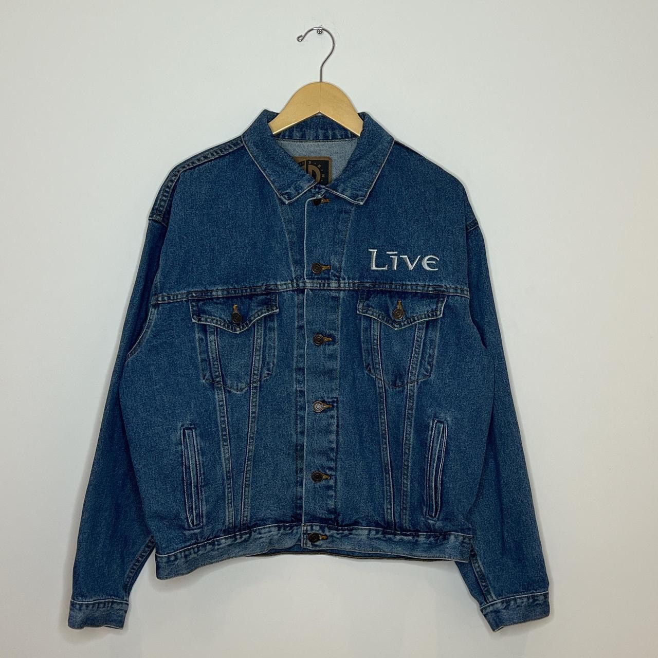 image of Vintage Live Throwing Cooper Band Jean Denim Jacket in Blue, Men's (Size Large)