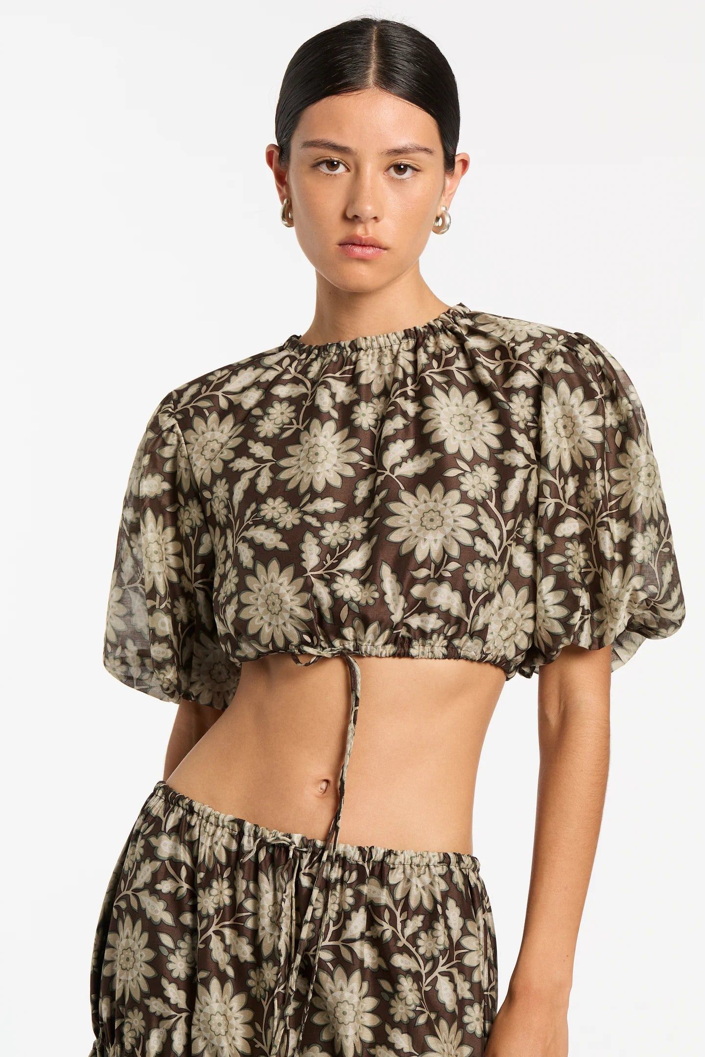 image of Sir Xanita Puff Sleeve Crop in Xanita Print, Women's (Size Medium)