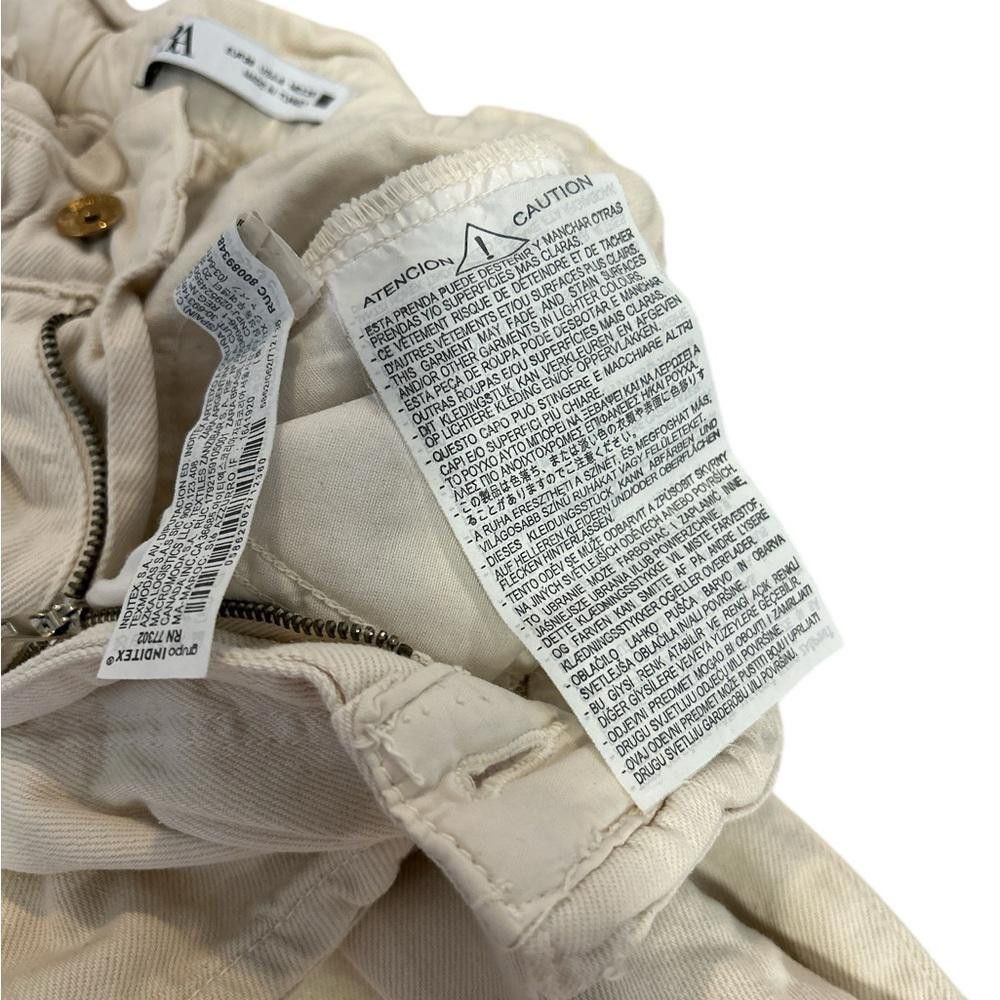 Zara Zara Cream Coloured Paper Bag Waist Jeans Size 27" / US 4 / IT 40 - 4 Thumbnail