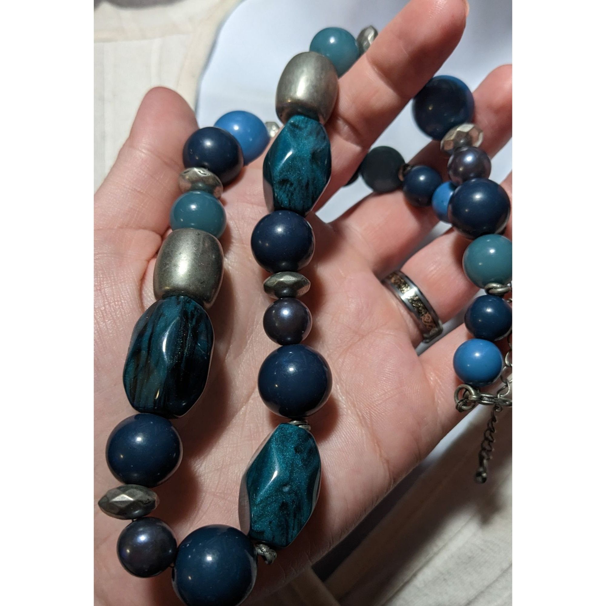 Other Blue And Silver Casual Chunky Beaded Necklace Size ONE SIZE - 7 Thumbnail