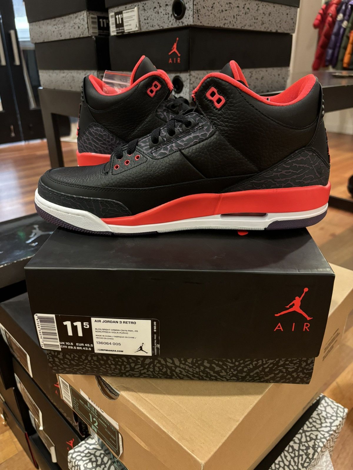 Jordan Brand Jordan 3 retro ‘crimson’ Size US 11.5 / EU 44-45 - 5 Thumbnail