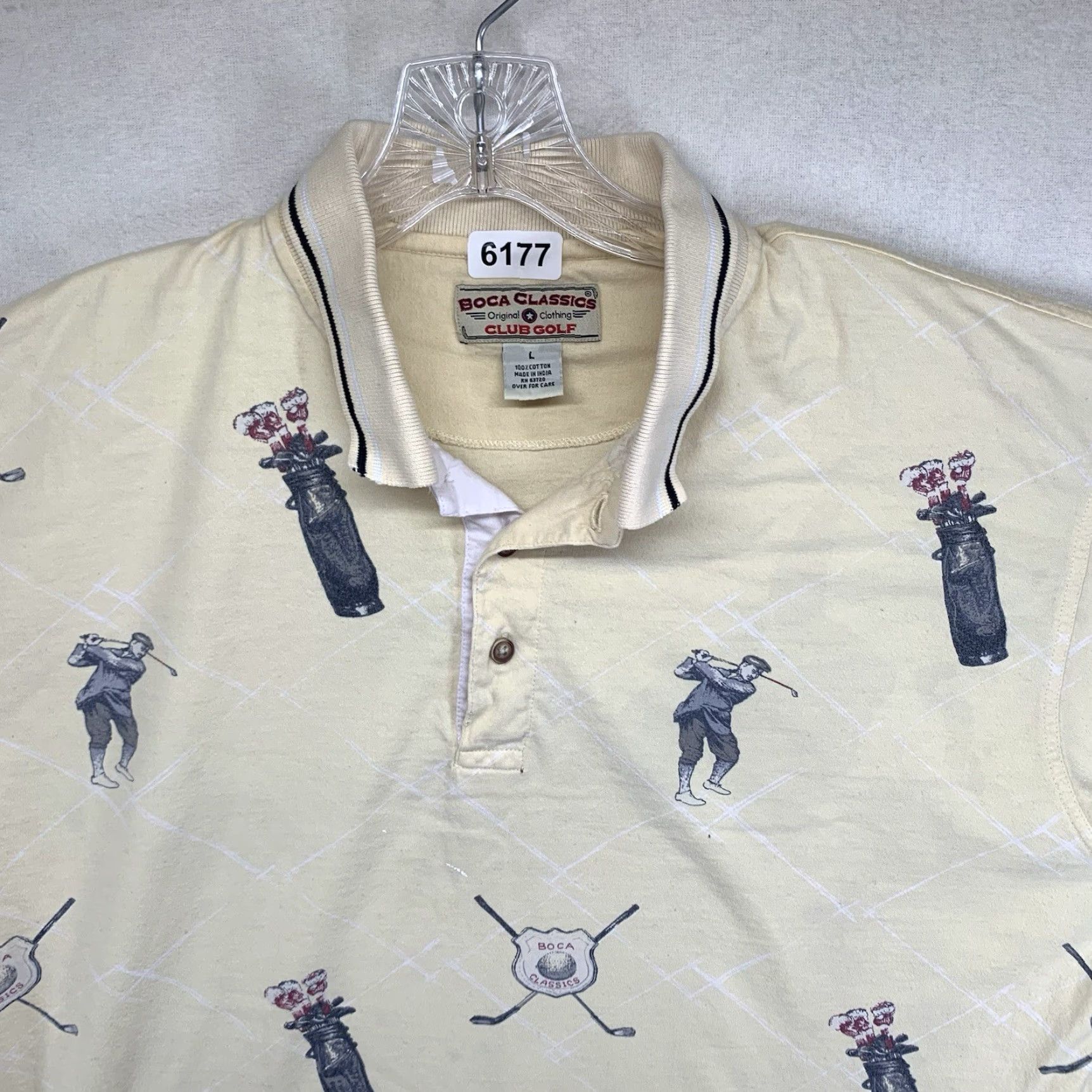 Vintage VINTAGE Boca Classics Golf Polo Shirt All Cotton Yellow, 90s Print, Short Sleeve, Regular Fit, Size L, Men Size US L / EU 52-54 / 3 - 6 Thumbnail