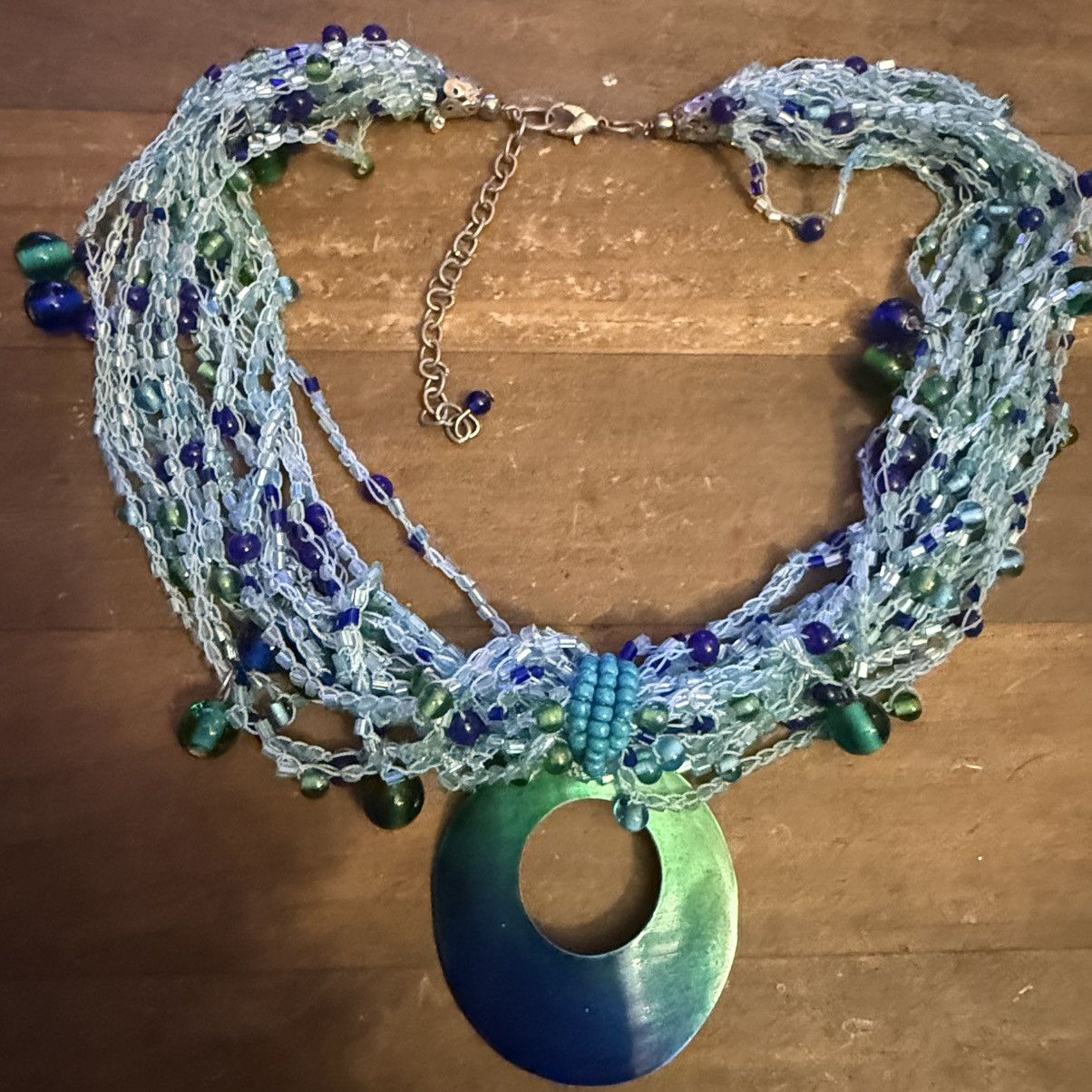 Other Chunky multi strand blue beaded shell pendant necklace Size ONE SIZE - 3 Thumbnail