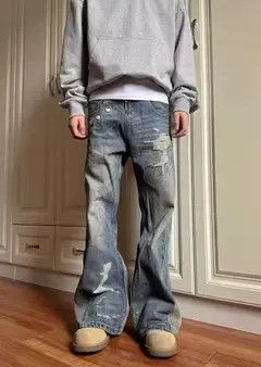 VIBE Vintage tie-dye gradient washed distressed jeans Size US 34 / EU 50 - 4 Thumbnail