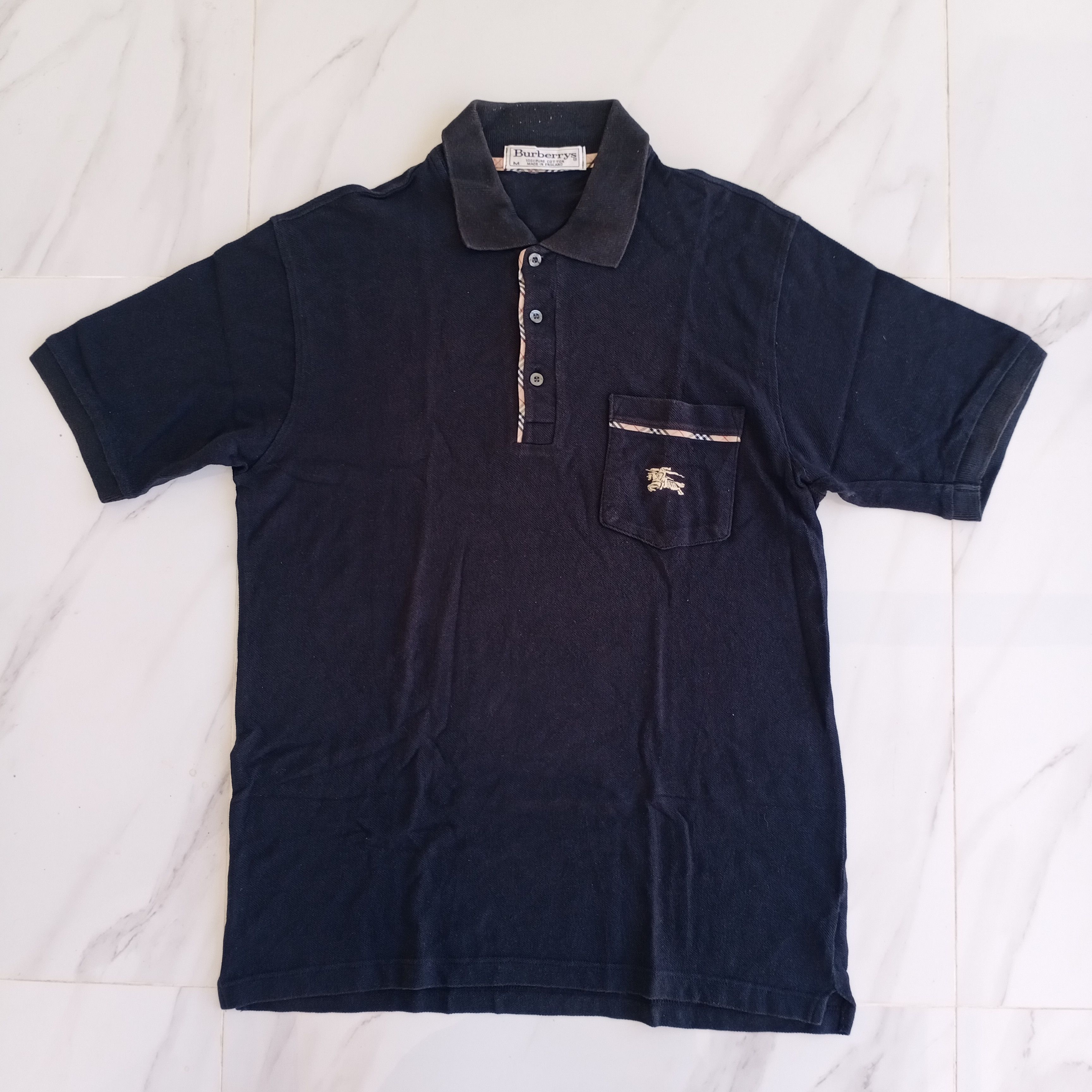 Burberry × Burberry Prorsum × Vintage Burberrys London Polo Tshirt Nova Check Big Logo Prorsum 90s Size US M / EU 48-50 / 2 - 1 Thumbnail