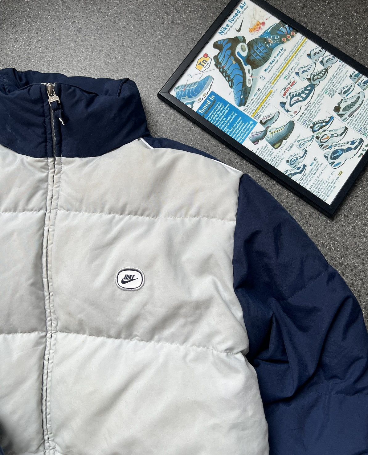 Nike × Vintage Vintage 90's Nike Drill Big Swoosh Down Puffer Jacket Bomber Size US M / EU 48-50 / 2 - 4 Thumbnail
