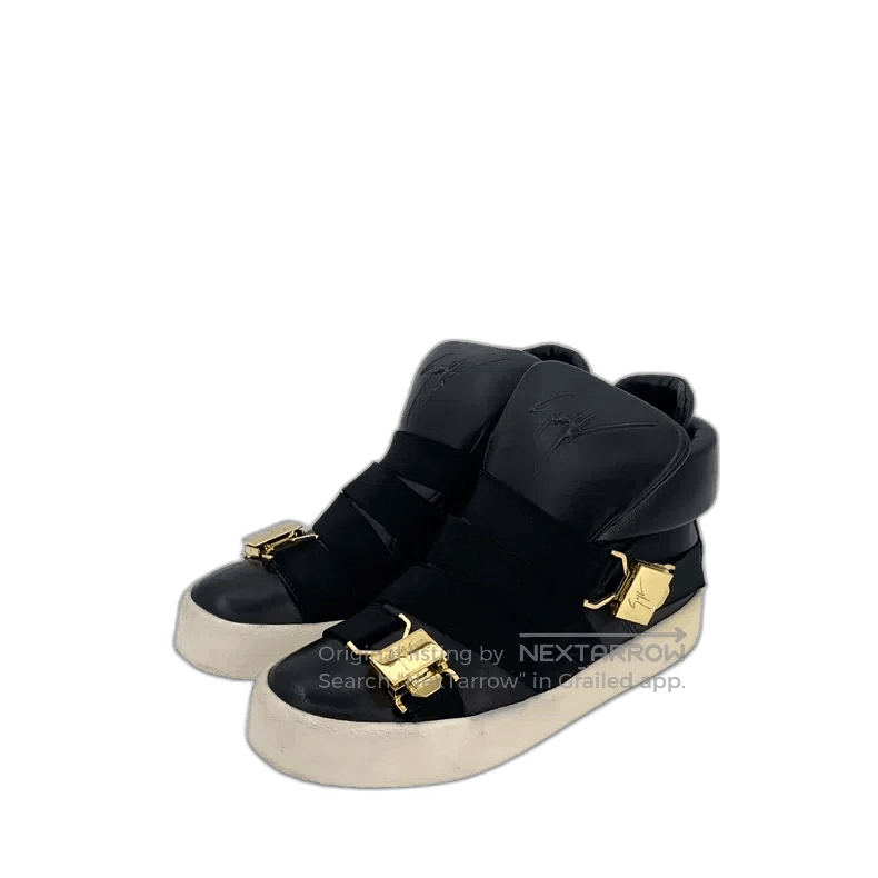 Giuseppe Zanotti Giuseppe Zanotti Black Leather Sneakers with Buckles. Size US 5.5 / EU 38 - 1 Thumbnail