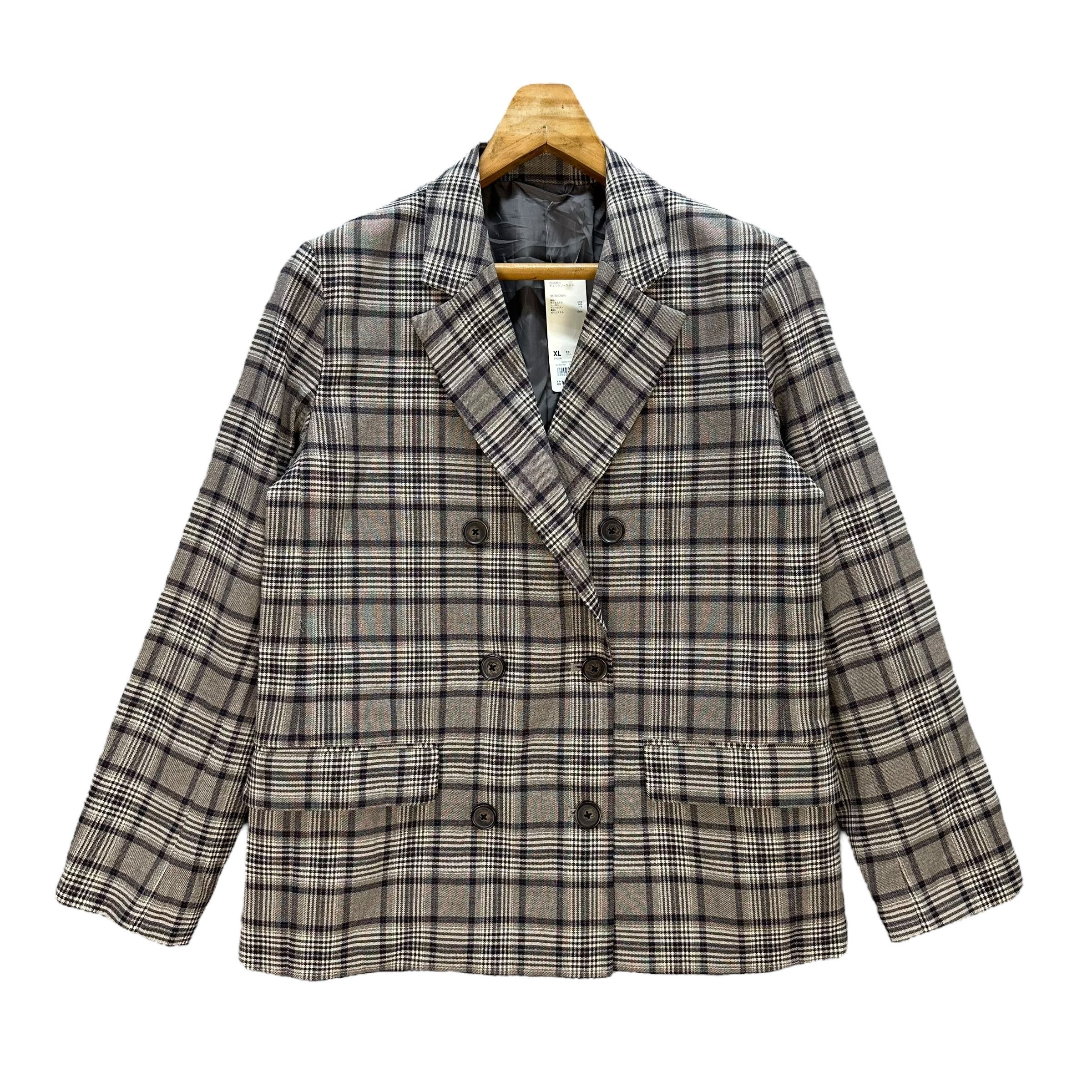 GU GU Double Breasted Tartan Suit Jacket Blazer #A68-1633 Size XL / US 12-14 / IT 48-50 - 1 Thumbnail