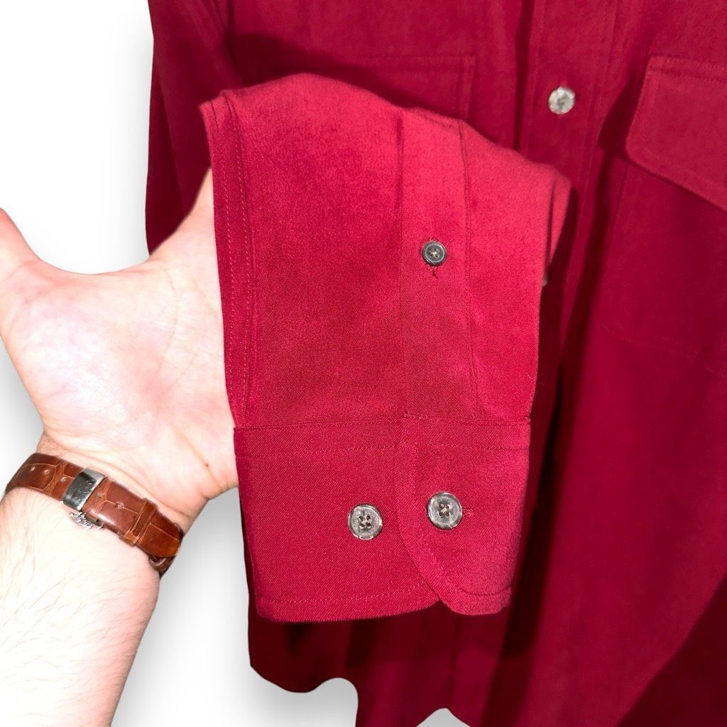 Armani Armani Exchange Crimson Red Sueded Button Up Shirt Size M Size US M / EU 48-50 / 2 - 6 Thumbnail