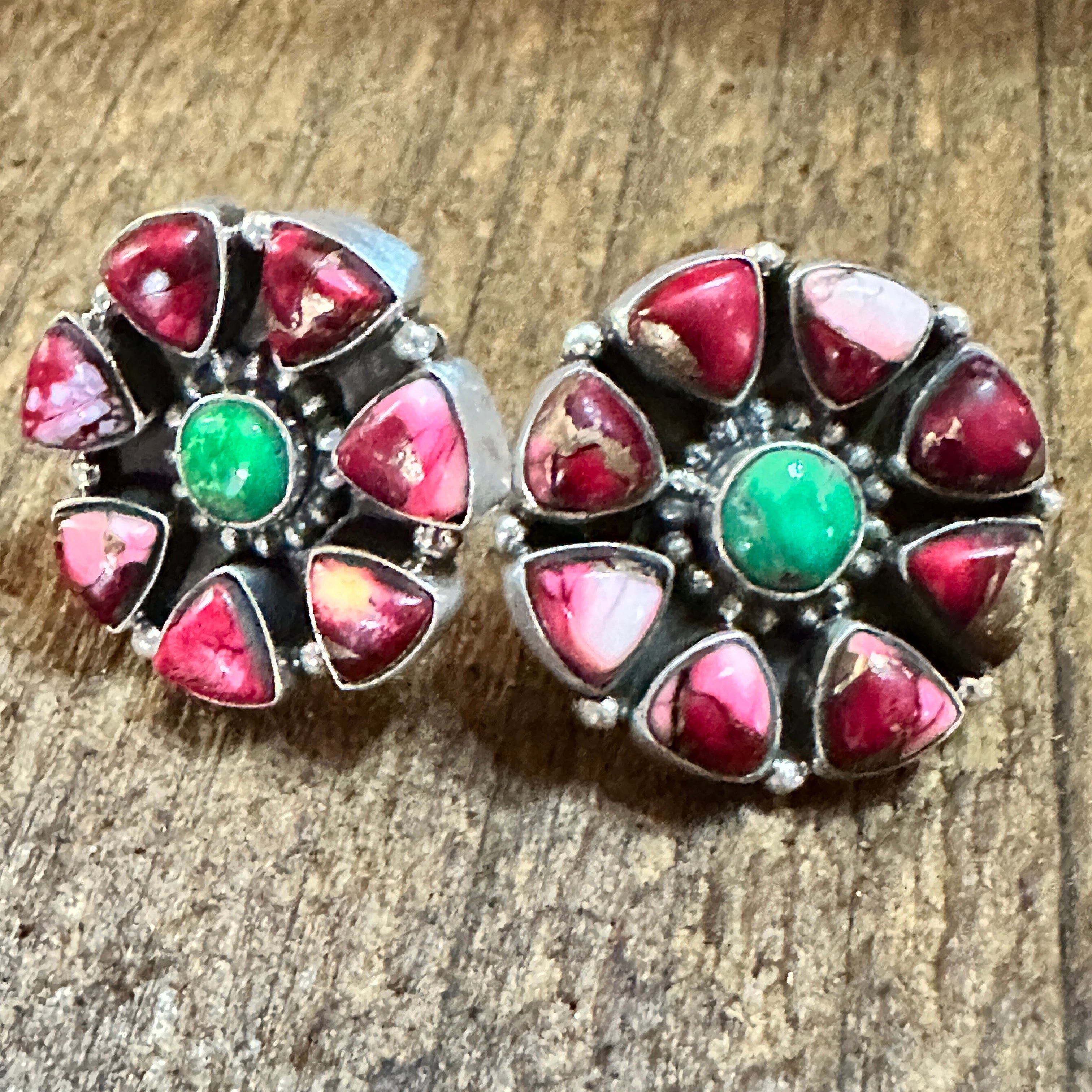 Other Handmade Sterling Silver Red Rose Dahlia With Emerald Valley Size ONE SIZE - 2 Thumbnail