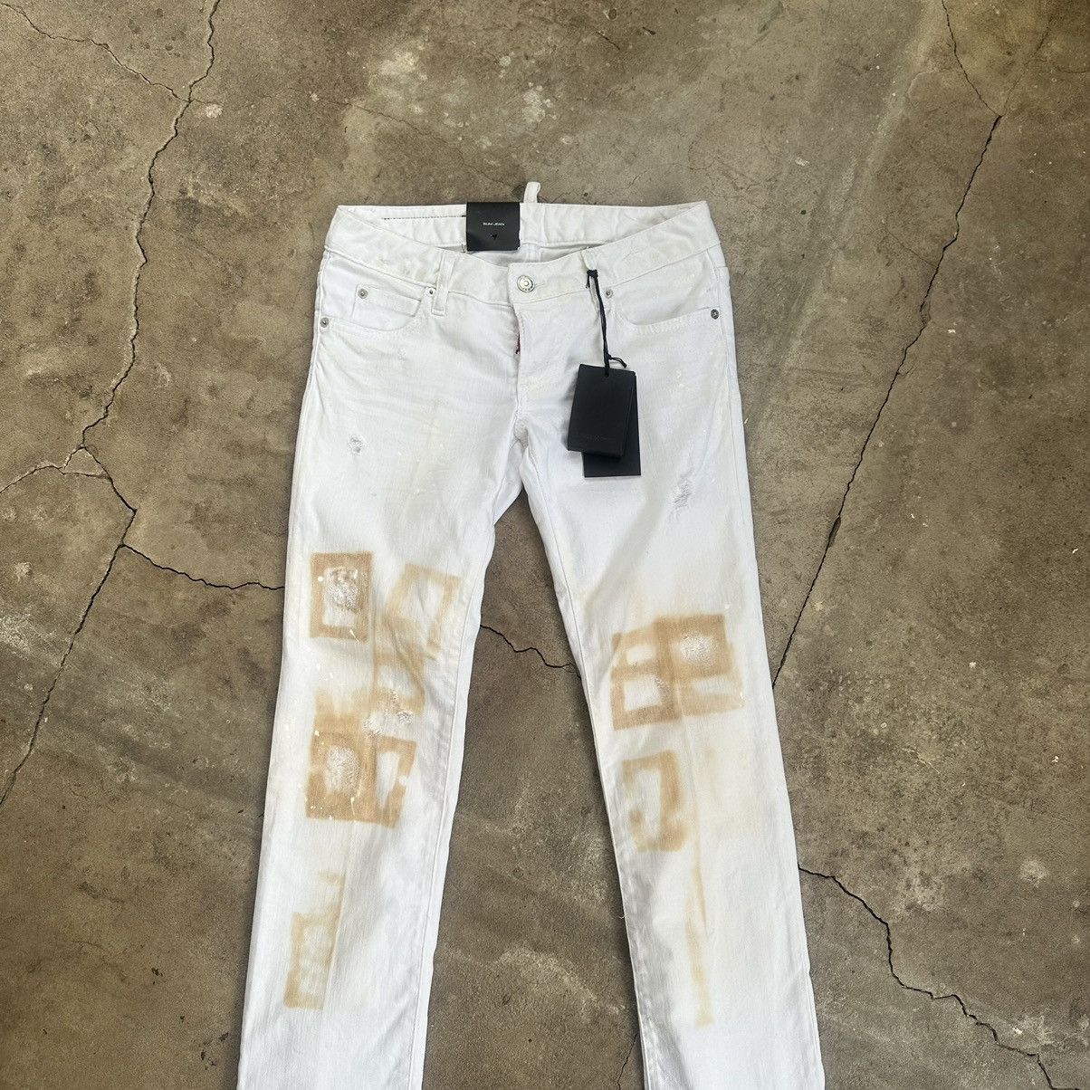 Dsquared2 × Vintage Y2K Dsquared2 distressed painted flared archive denim jeans Size 27" / US 4 / IT 40 - 4 Thumbnail