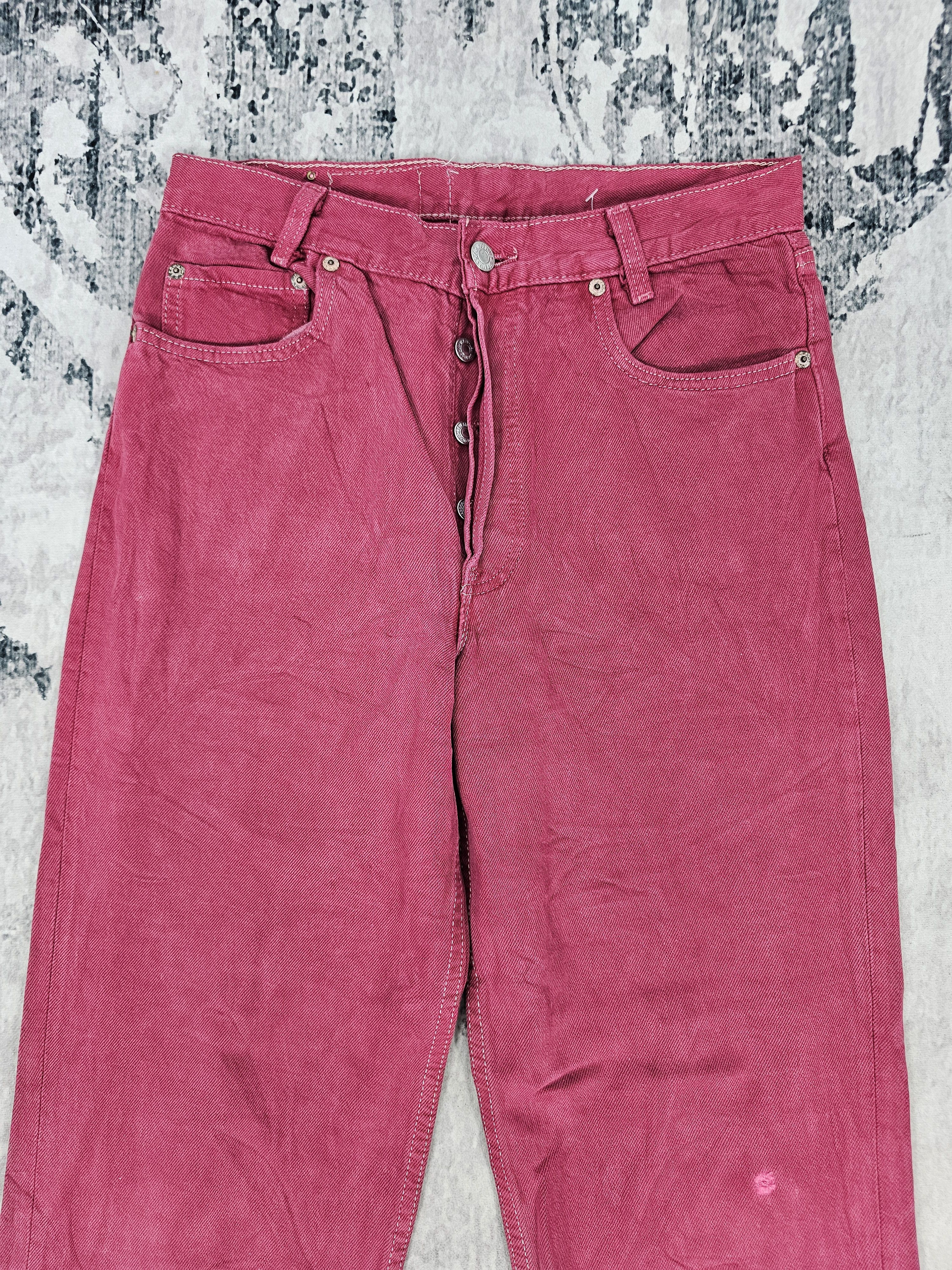 Levi's Vtg 90's LEVIS 501 Maroon Ripped Jeans Size 29X30 L0423 Size US 29 - 8 Thumbnail