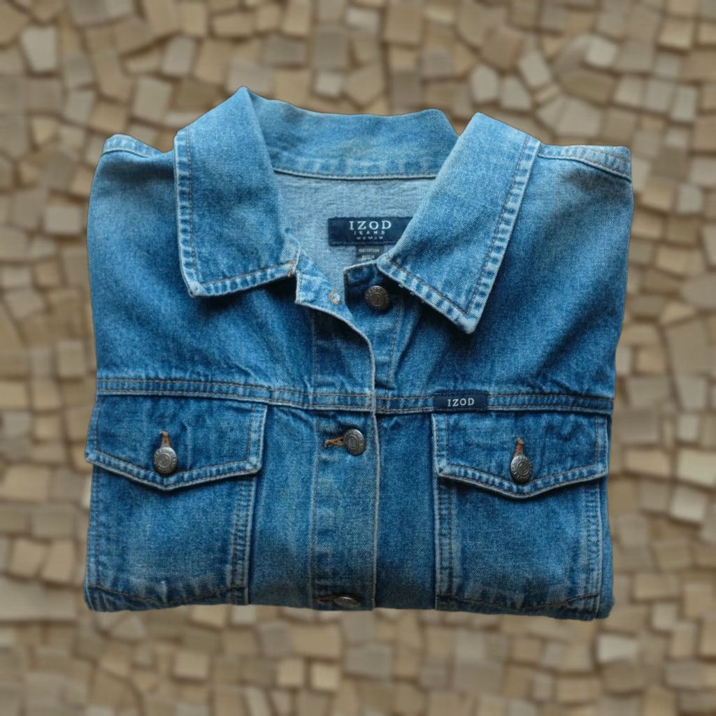 Izod VINTAGE IZOD JEAN DENIM JACKET BLUE MADE IN BRAZIL VTG 90s Y2K WOMEN SZ XXL 2XL ALL SEASONS JACKET Women Size 40" / US 18 - 1 Thumbnail
