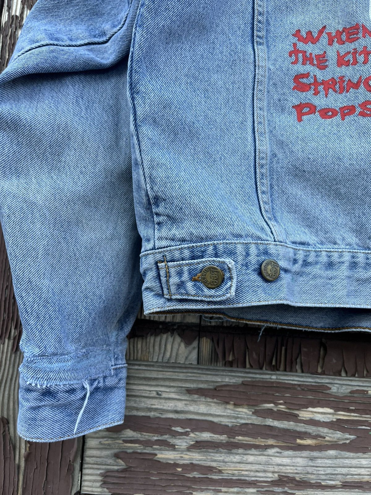 Lee Vintage Acid Bath Lee Distressed Custom Made Denim Jacket Size US L / EU 52-54 / 3 - 10 Thumbnail