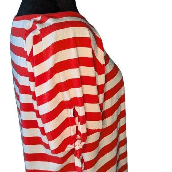Michael Kors MICHAEL Michael Kors Red and White Striped T-Shirt Dress Wom Size L / US 10 / IT 46 - 4 Thumbnail