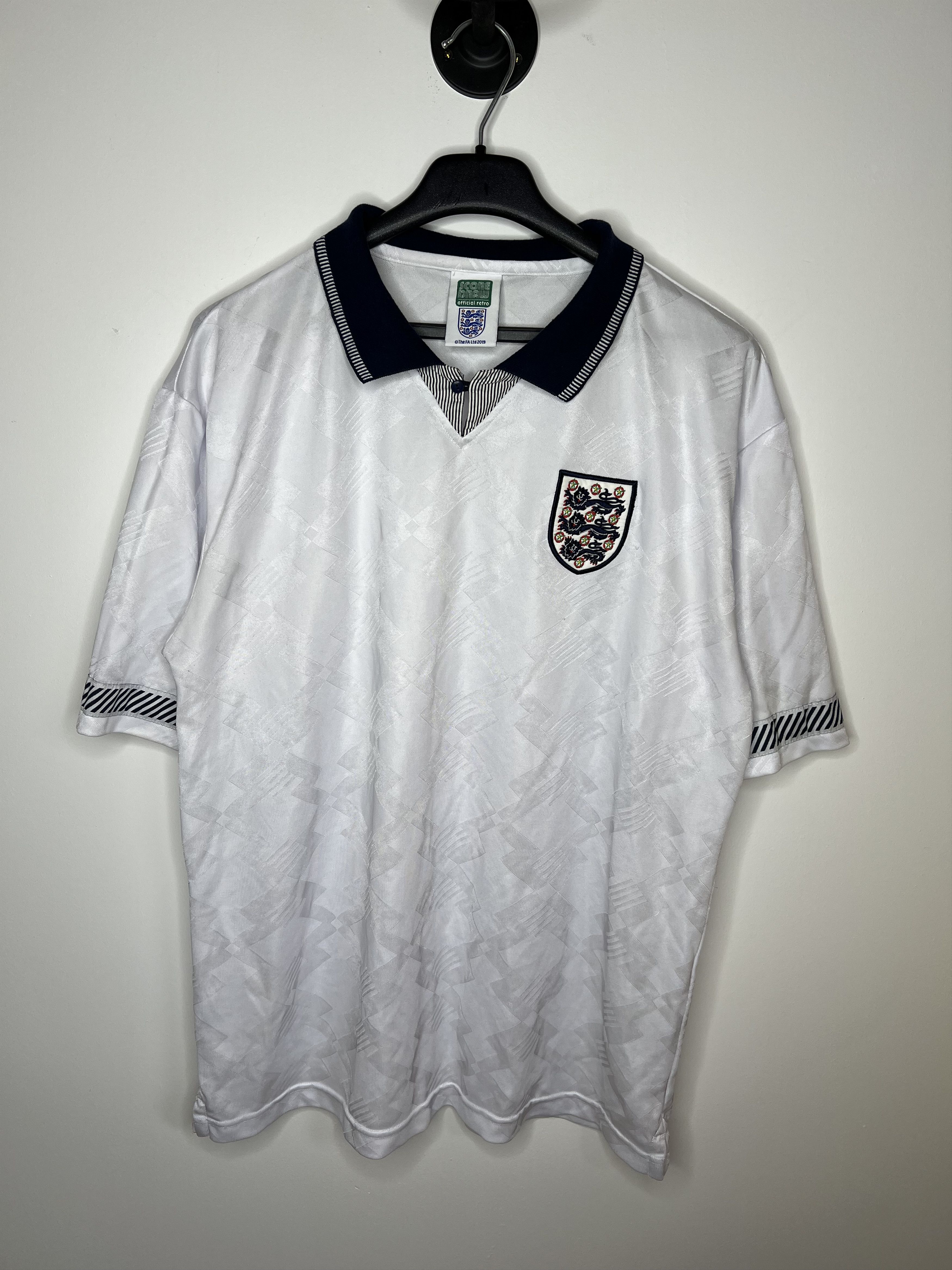 Vintage ENGLAND 1990 1992 HOME FOOTBALL SHIRT SOCCER JERSEY Size US XL / EU 56 / 4 - 1 Thumbnail