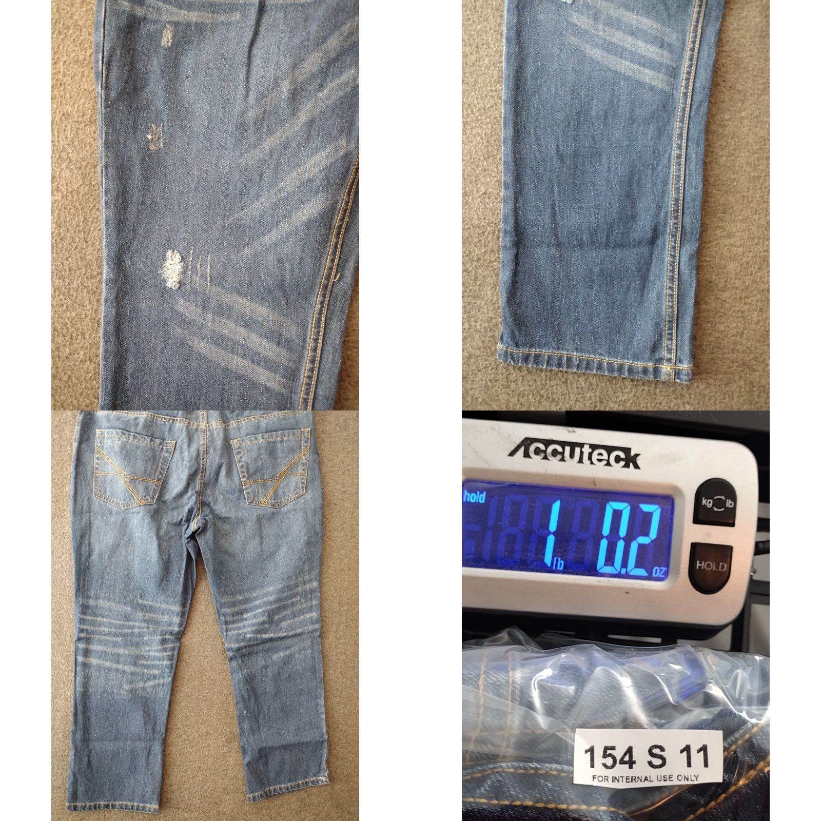 Denime Unbranded Women's Jeans 100% Cotton Denim Size 14 Blue Dark Wash 34W 24Inseam 90s Distressed Relaxed Straight Button Closure Size 36" / US 14 / IT 50 - 8 Thumbnail