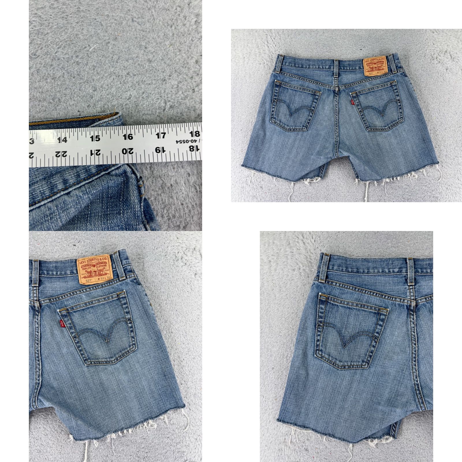 Levi's VINTAGE Levis Shorts Womens 33 Blue Denim Jean 527 Cutoff Mid Rise 100% Cotton 30x5 Size 24" / US 00 / IT 34 - 9 Thumbnail
