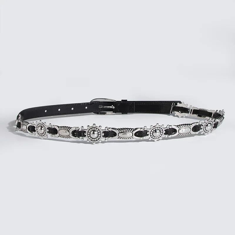 Japanese Brand × Vintage Geometric Oval Carving Metal Buckle Belt Size ONE SIZE - 3 Thumbnail