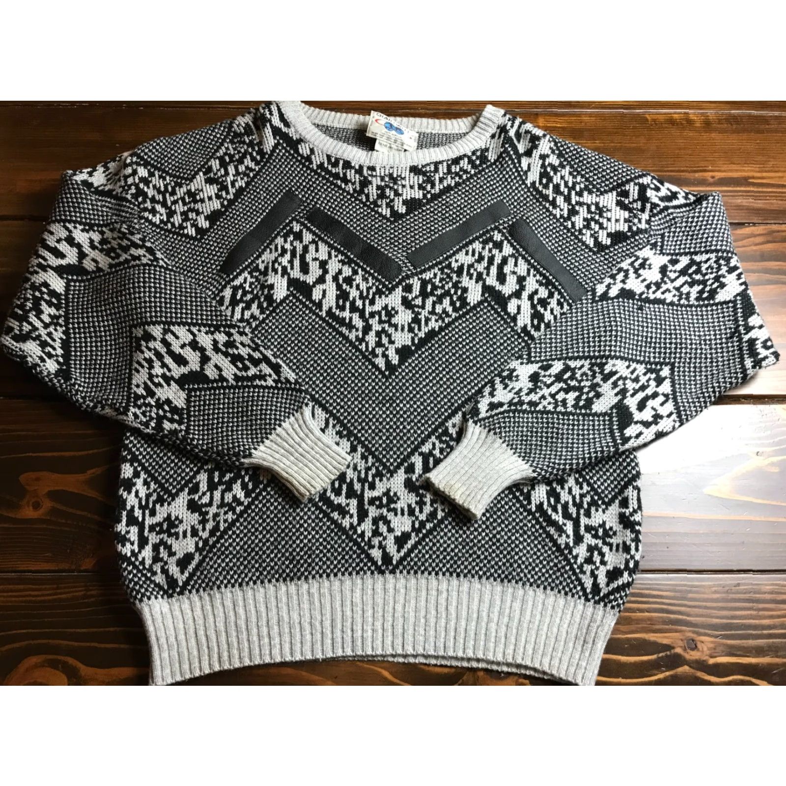 Vintage Chart Well Sweater Men's Size Large Gray Black Geometric Vintage Pullover Size US L / EU 52-54 / 3 - 2 Thumbnail