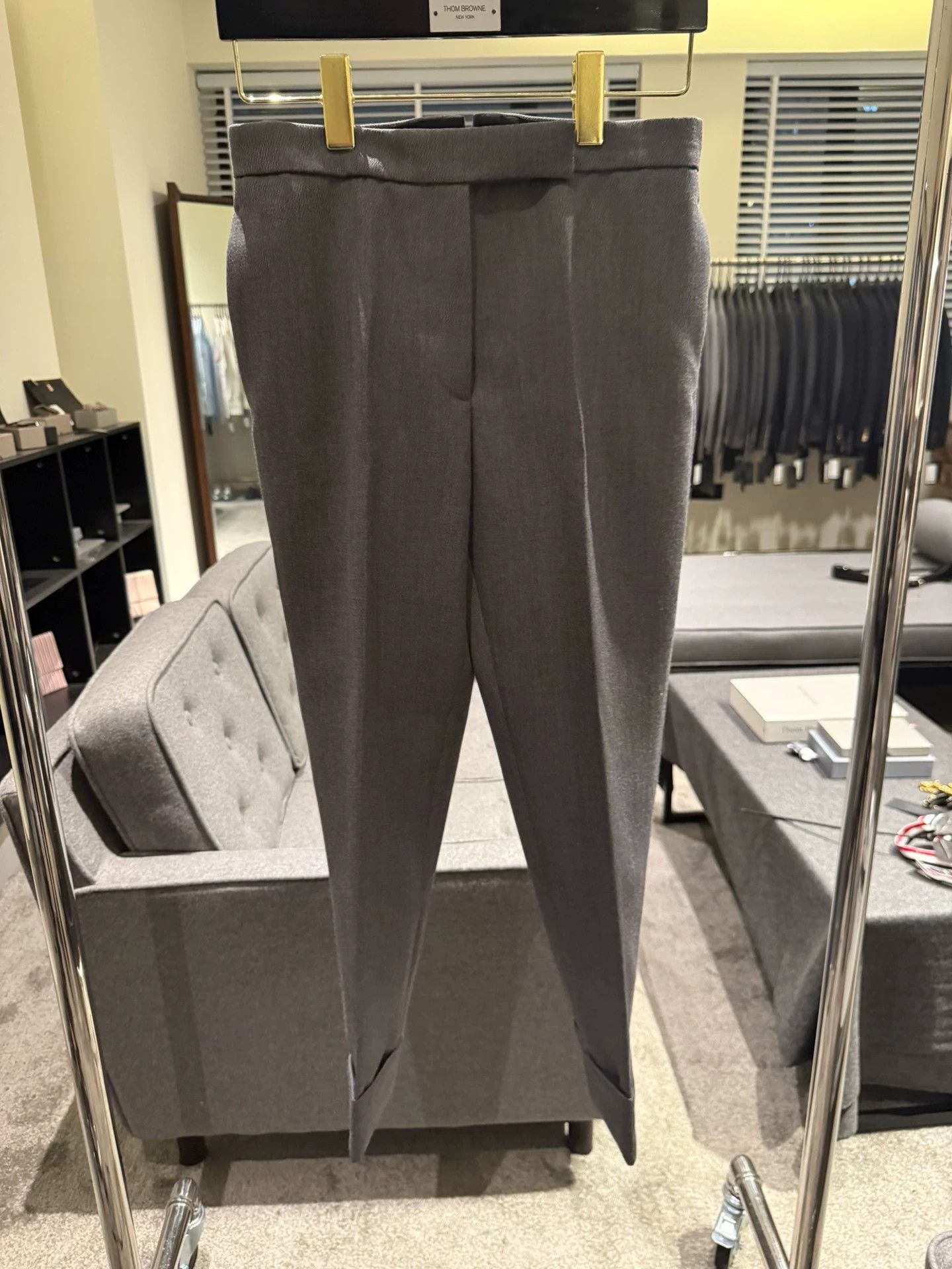Thom Browne Thom Browne Women's Mid Gray High-Waist Wool Trousers Size 26" / US 2 / IT 38 - 1 Thumbnail