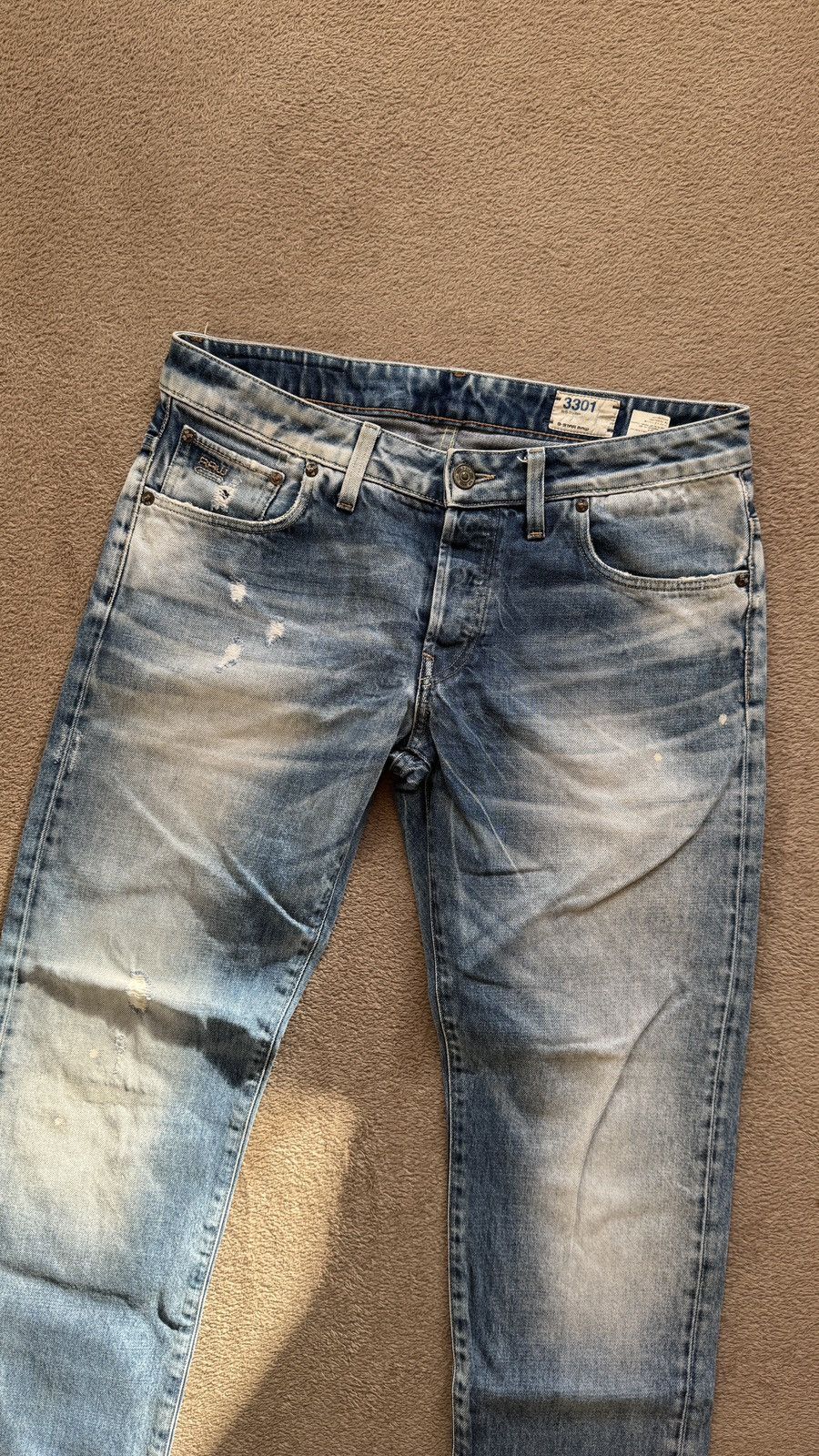 If Six Was Nine G-Star Y2K vintage faded washed denim distressed pants Size US 34 / EU 50 - 2 Thumbnail