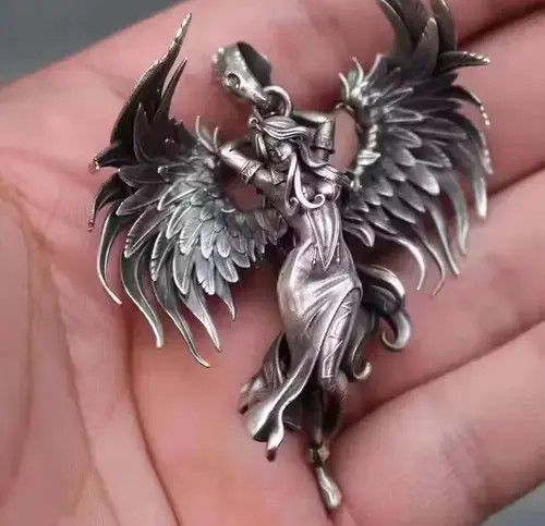 Vintage Evil Angel Wings Goddess Pendant Necklace Size ONE SIZE - 2 Thumbnail