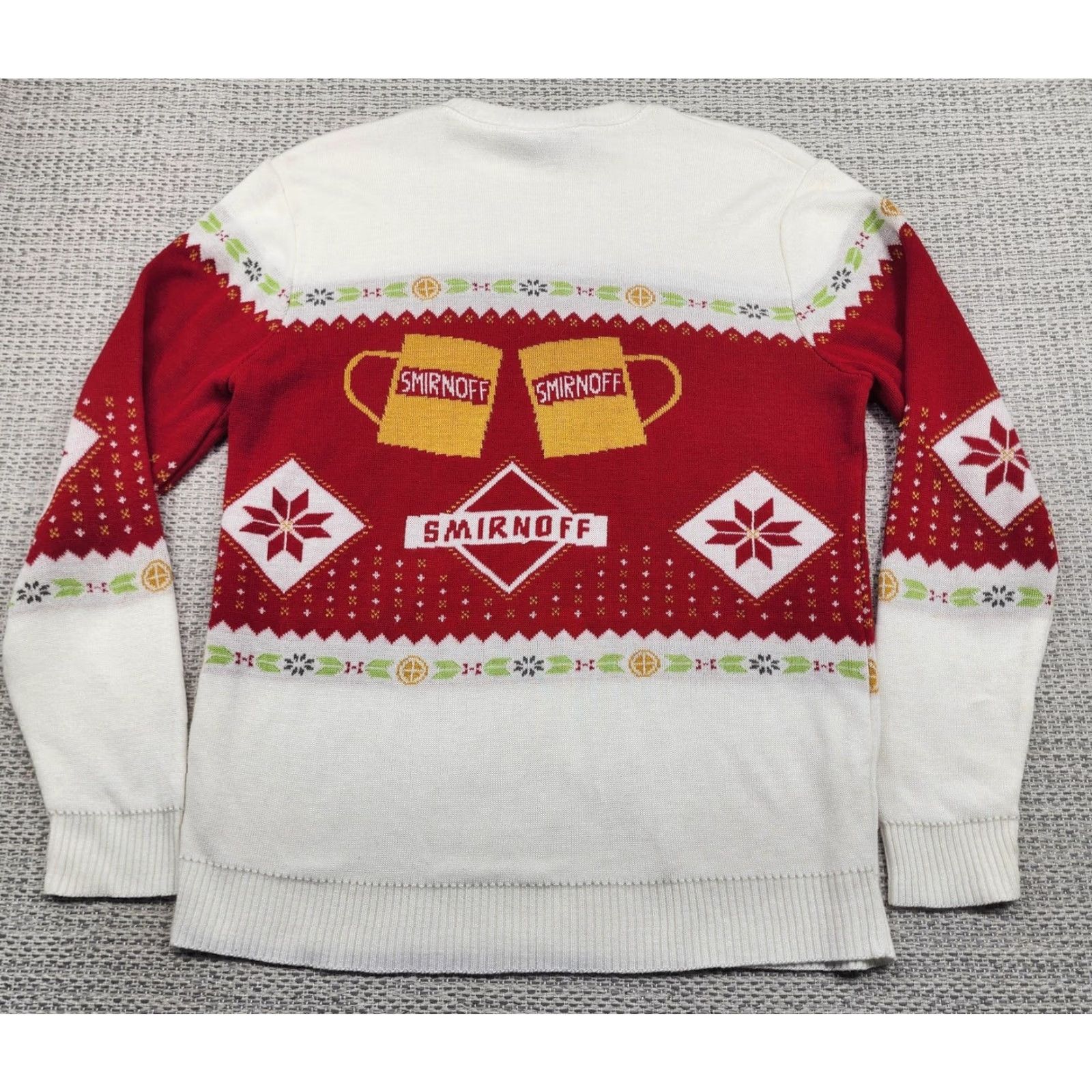 Vintage Smirnoff Sweater Mens M Red Ugly Christmas Mule-Tide Greetings Graphic Print Knit Pullover Crew Neck Holiday Party/Cocktail Seasonal Mens Size US M / EU 48-50 / 2 - 6 Thumbnail