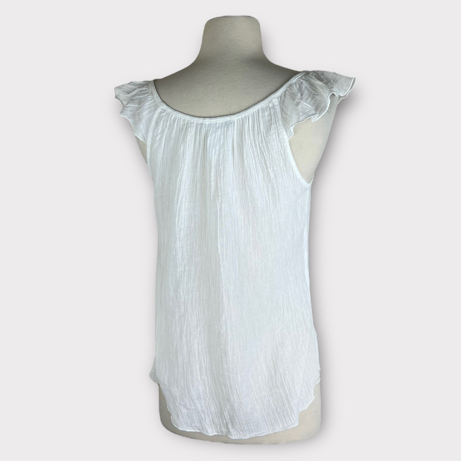 Vintage Delia | Vintage Y2K Boho Gauze Flutter Sleeve White Blouse Size S / US 4 / IT 40 - 3 Thumbnail