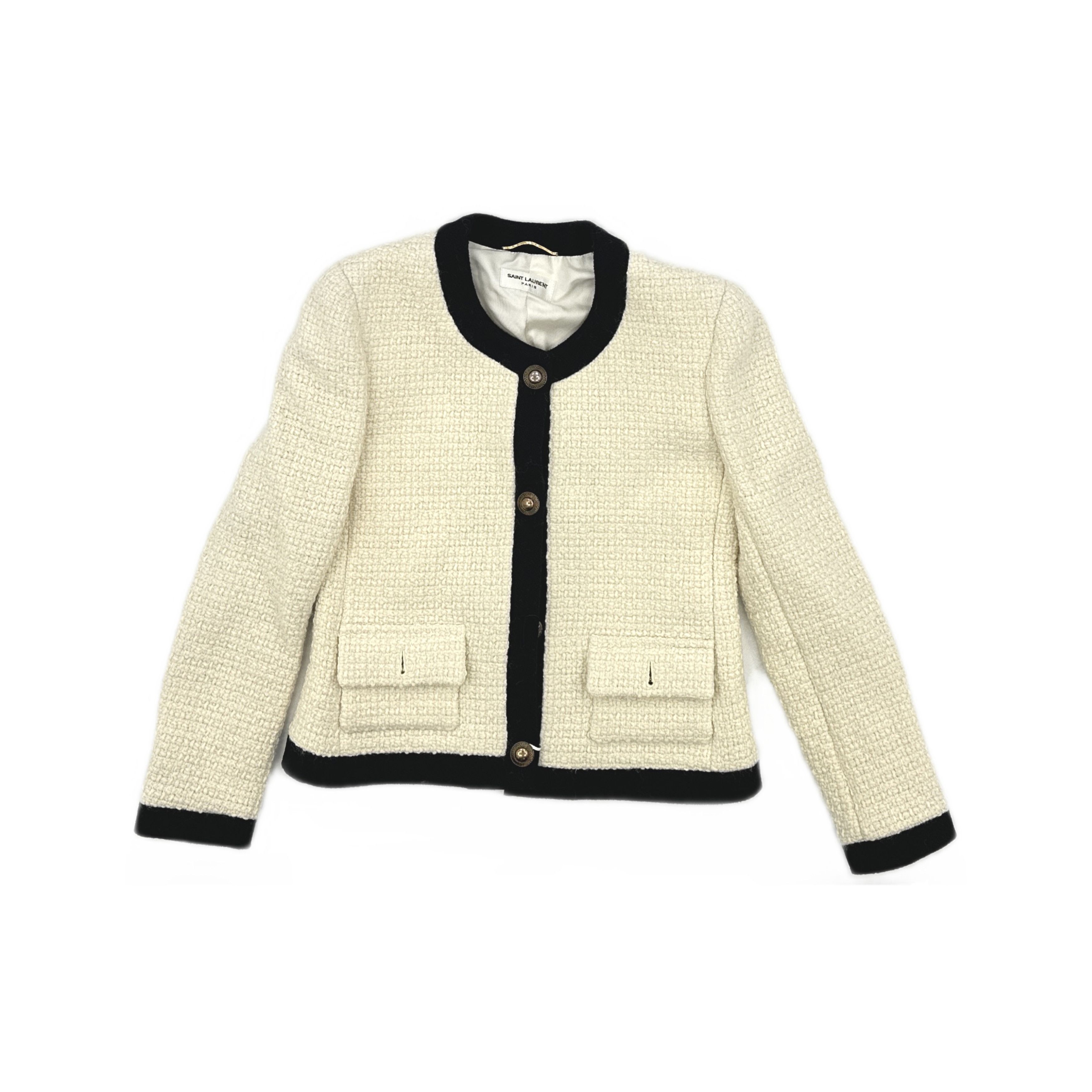 Saint Laurent Paris Saint Laurent Tweed Trim Jacket Size 38 Size S / US 4 / IT 40 - 1 Thumbnail