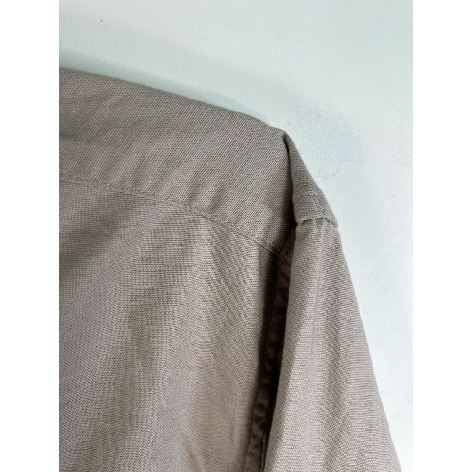 Asos ASOS Button-Down Shirt Mens Size 6XL Beige Long Sleeve (Big & Tall) - Cotton, Solid, Collared, Button-Up, 62" Chest, Regular Fit Size US XXL / EU 58 / 5 - 2 Thumbnail