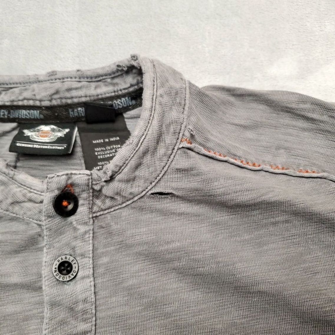 Harley Davidson Harley-Davidson Shirt Mens 2XL Gray Fully Embroidered Long Sleeve Y2K Casual Tee Size US XXL / EU 58 / 5 - 6 Thumbnail