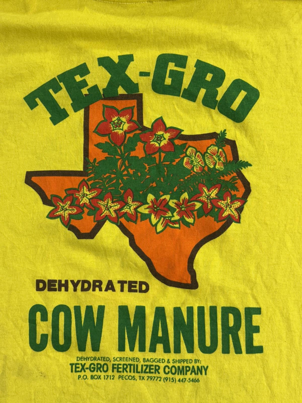 TEE JAYS Vtg Yellow Tex-Gro Dehydrated Cow Manure Texas Tee XL Size US XL / EU 56 / 4 - 5 Thumbnail