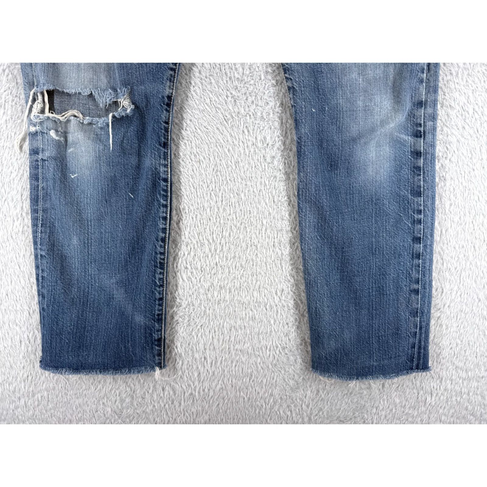 Levi's Levi's 501 Jeans Adult 30 Blue Distressed Cotton Button Fly Straight Regular 30x28 90s Mens Size US 30 / EU 46 - 2 Thumbnail