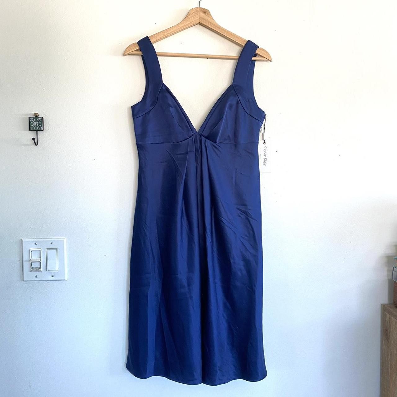 Calvin Klein CALVIN KLEIN NWT NAVY BLUE MIDI WOMENS 6 DRESS SILKY Y2K Size M / US 6-8 / IT 42-44 - 3 Thumbnail