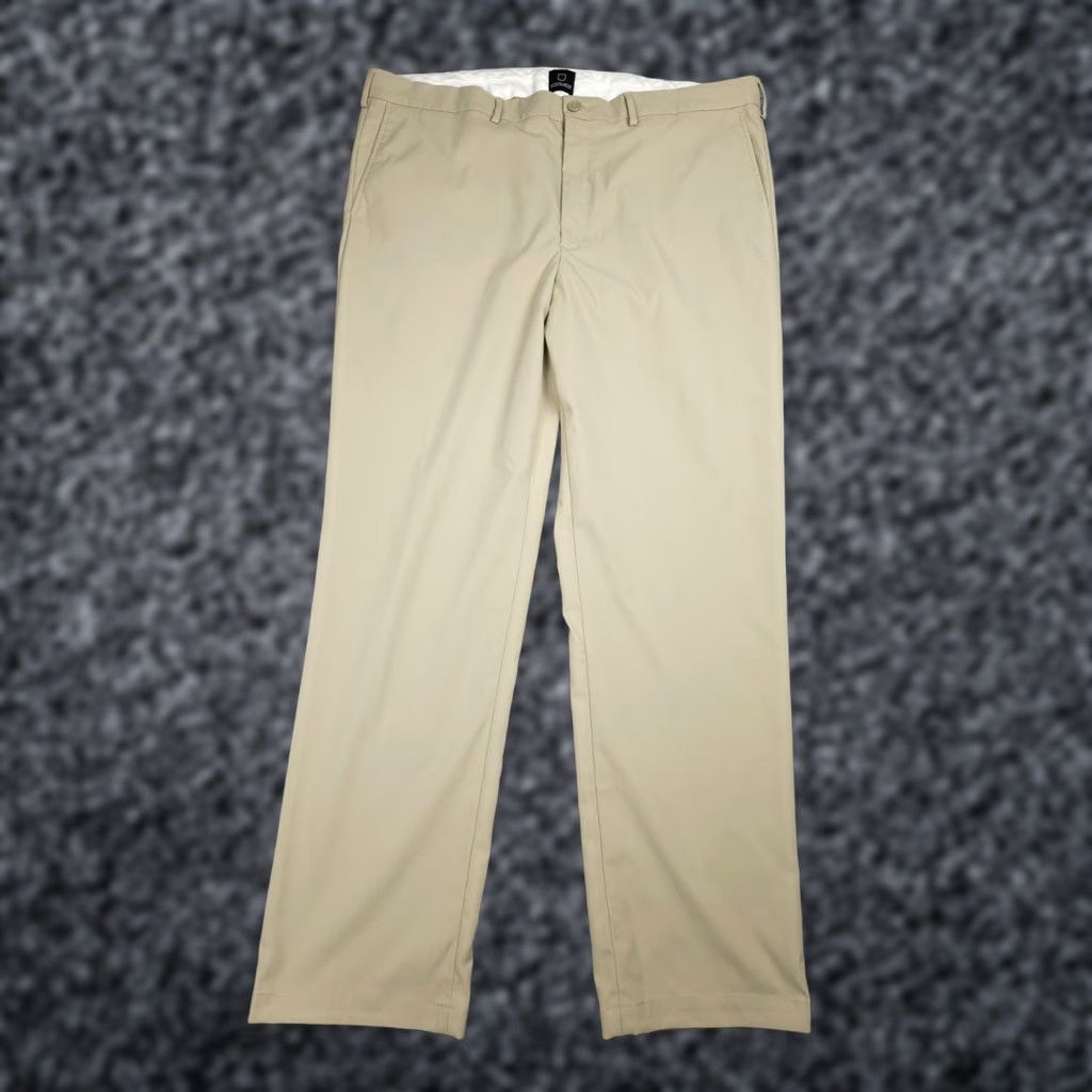Vintage ScotteVest Pants Mens 41 x 34 Beige Chino Travel 100% Poly SEV-02 | Regular Straight Pockets Stretch Mens Size 42R - 1 Thumbnail